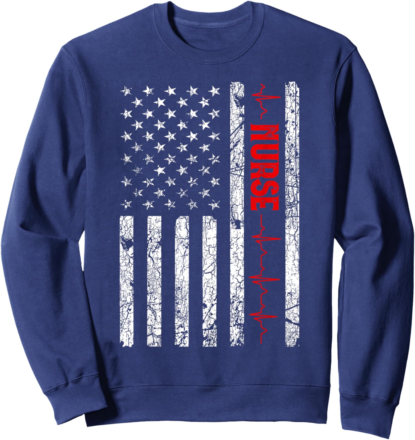 USA Flag Nurse Vintage Patriotic Nurse American Flag - Women's Classic Fit Black Short Sleeve - Small Sweatshirt - Sweatshirt | Navy