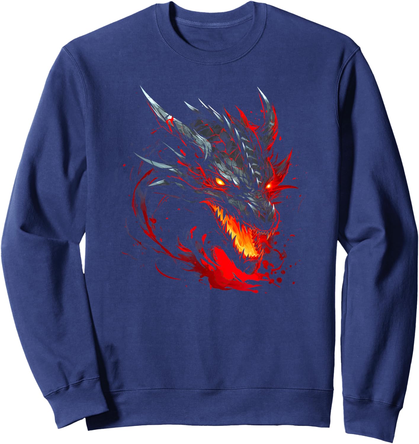 Red Chinese Firedrake Dragon - Dragon Print Art Sweatshirt - Sweatshirt | Navy