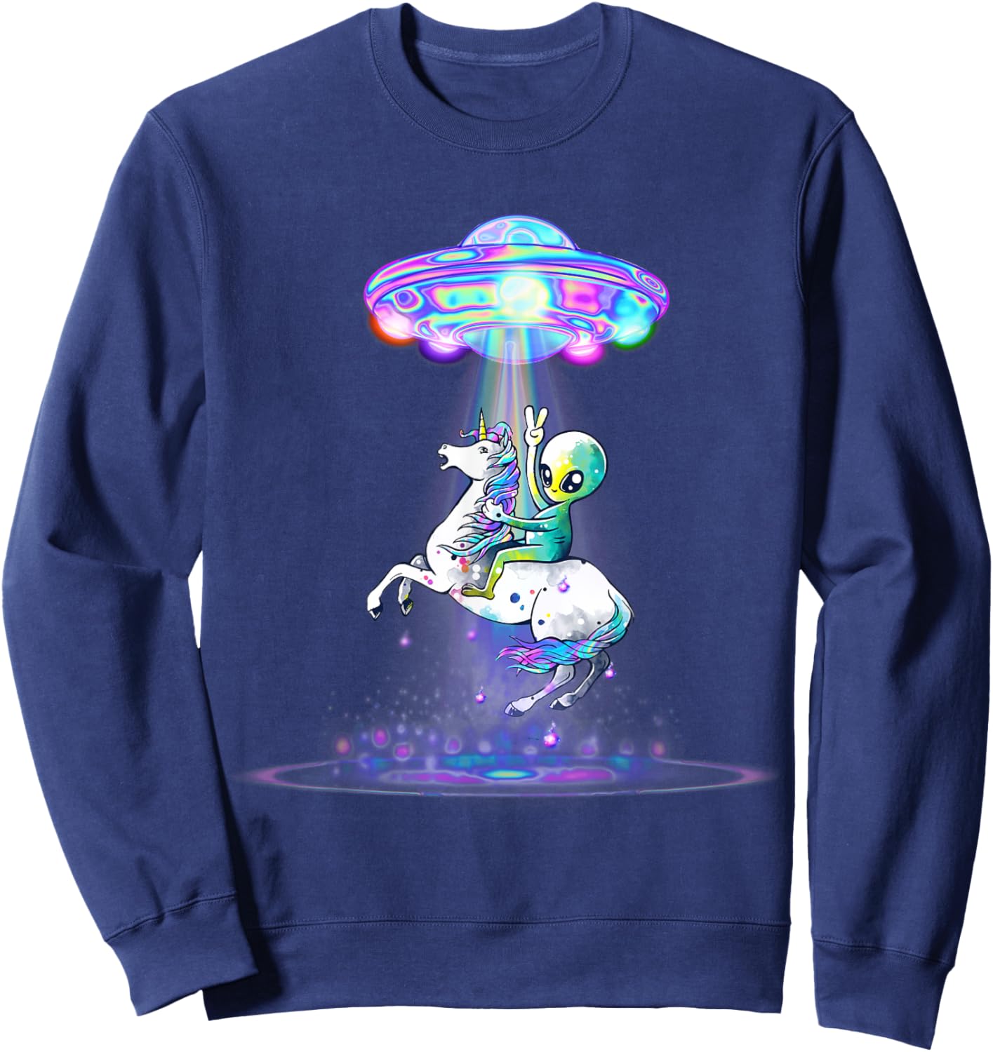 Funny UFO Alien Unicorn Galaxy Sweatshirt - Sweatshirt | Navy