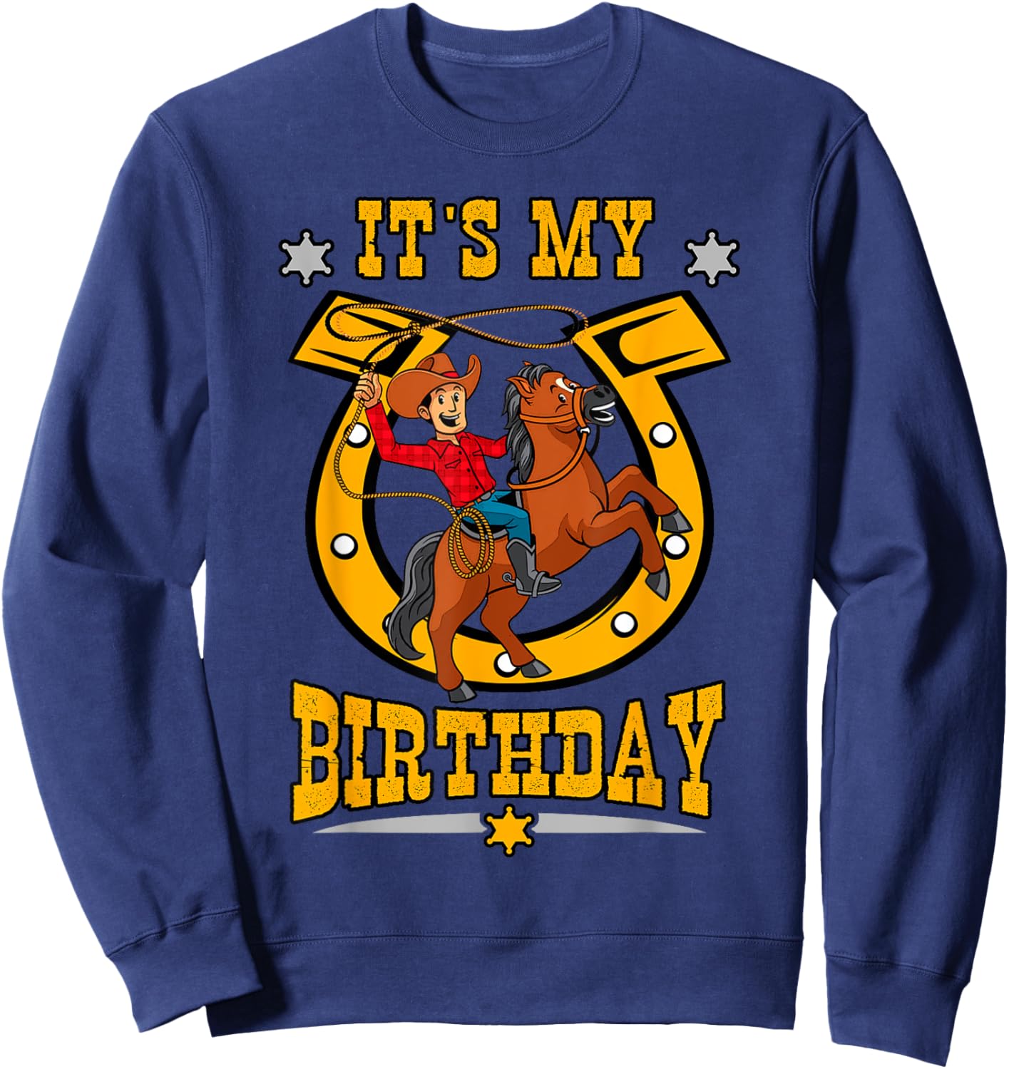 It's My Birthday Western Cowboy Boys Youth Kids Party Day Sweatshirt - Sweatshirt | Navy