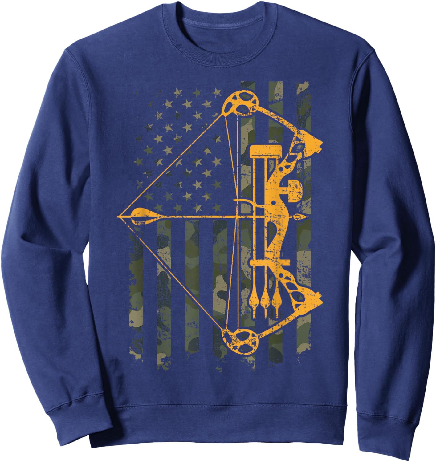 Camo USA Flag Archery Compound Bow - Funny Bow Hunter Sweatshirt - Sweatshirt | Navy