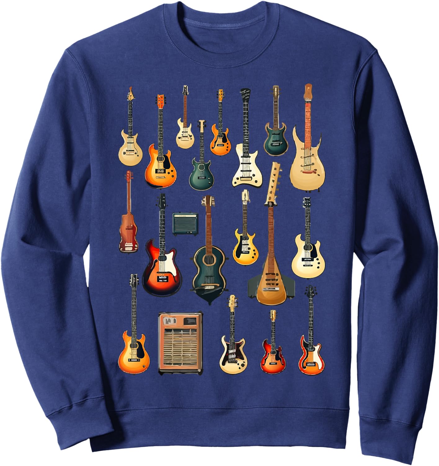 Love Guitar Different Guitars Music Lover Funny Guitars Sweatshirt - Sweatshirt | Navy