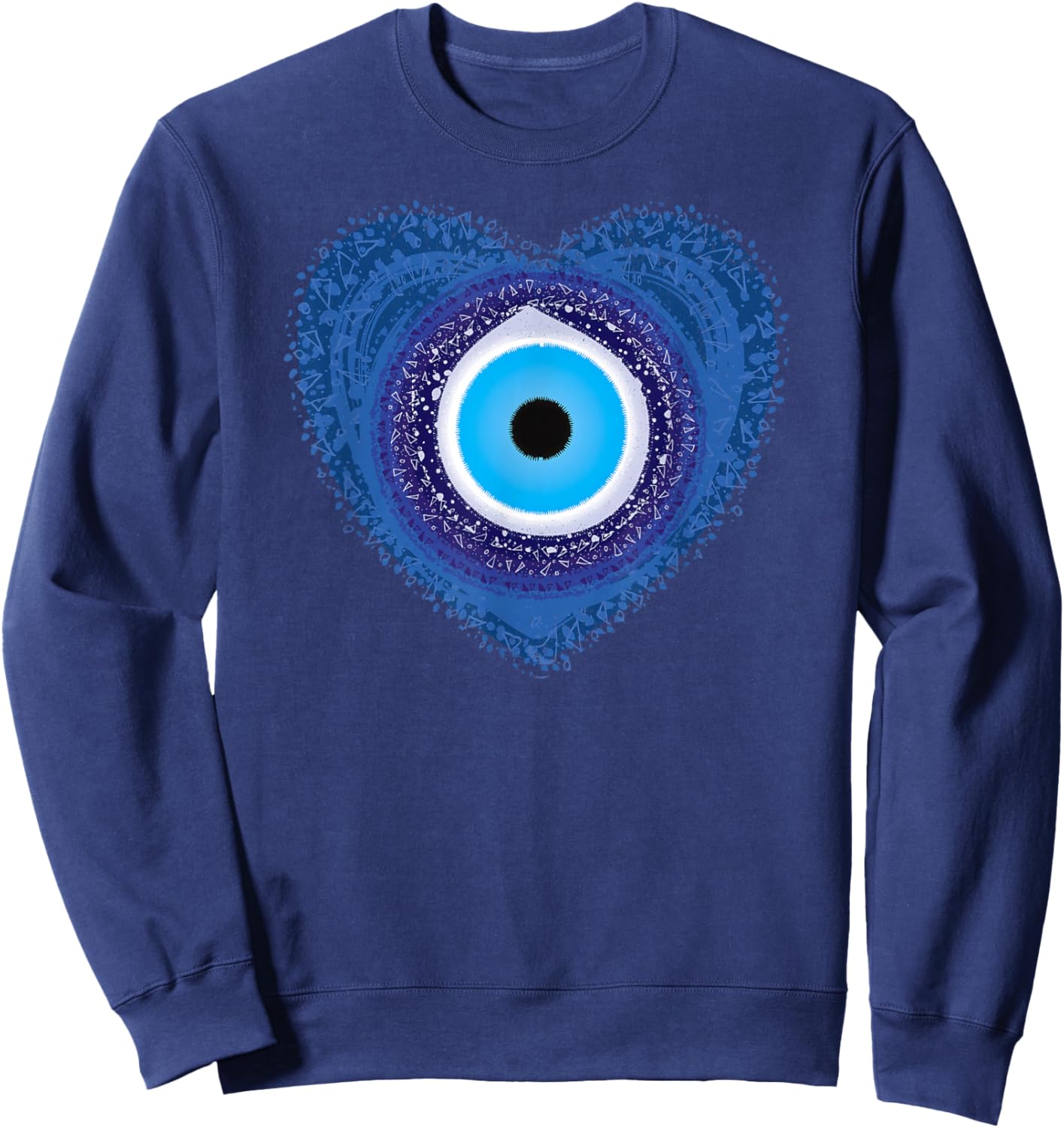 Evil Eye Protect Against Evil Greek Heart of Love Sweatshirt - Sweatshirt | Navy