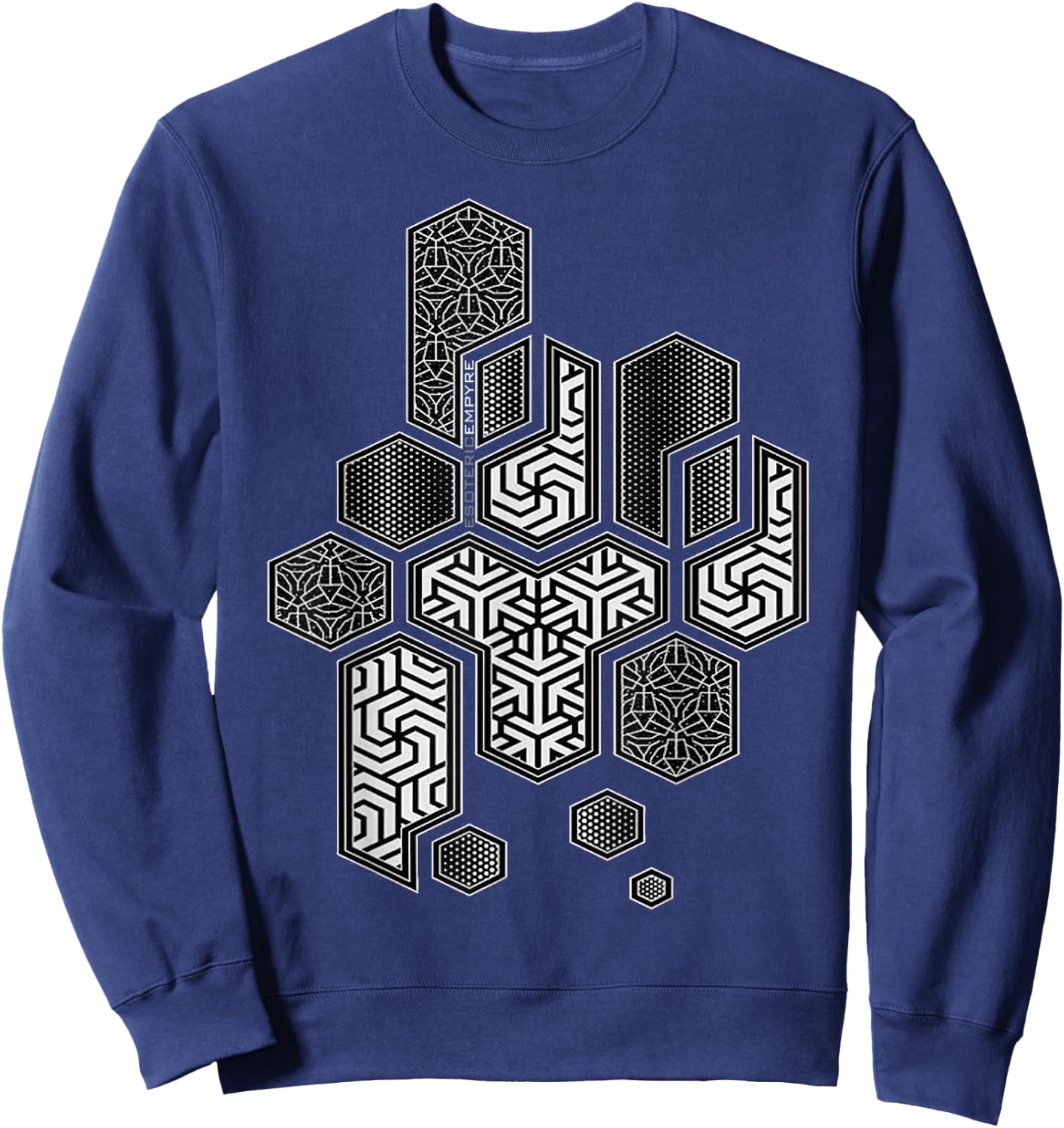 Sacred Geometry Hexagonal Pattern Chaos Sweatshirt - Sweatshirt | Navy