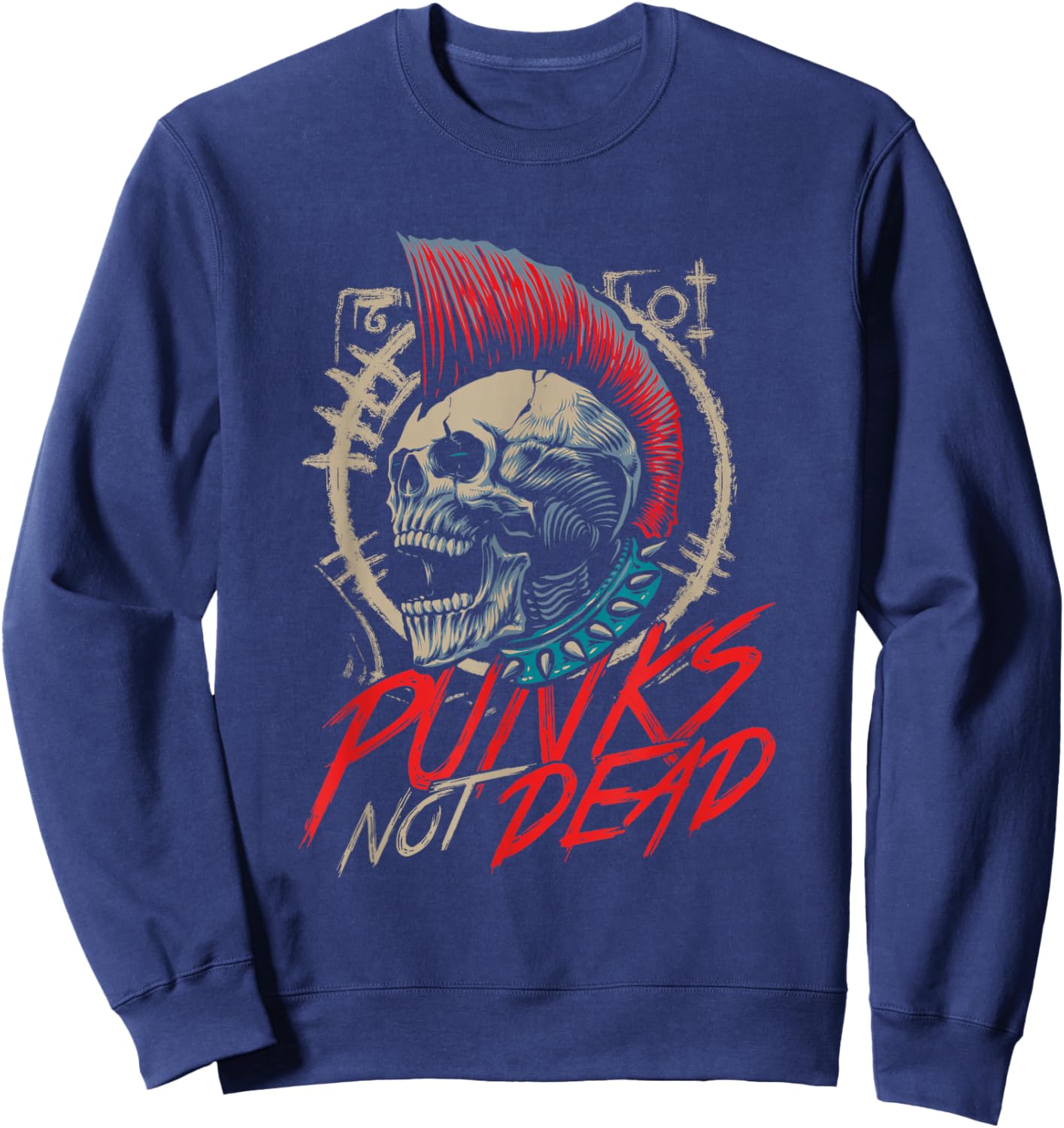 Punks Not Dead | Rocker Punker | Punk Rock Music Sweatshirt - Sweatshirt | Navy