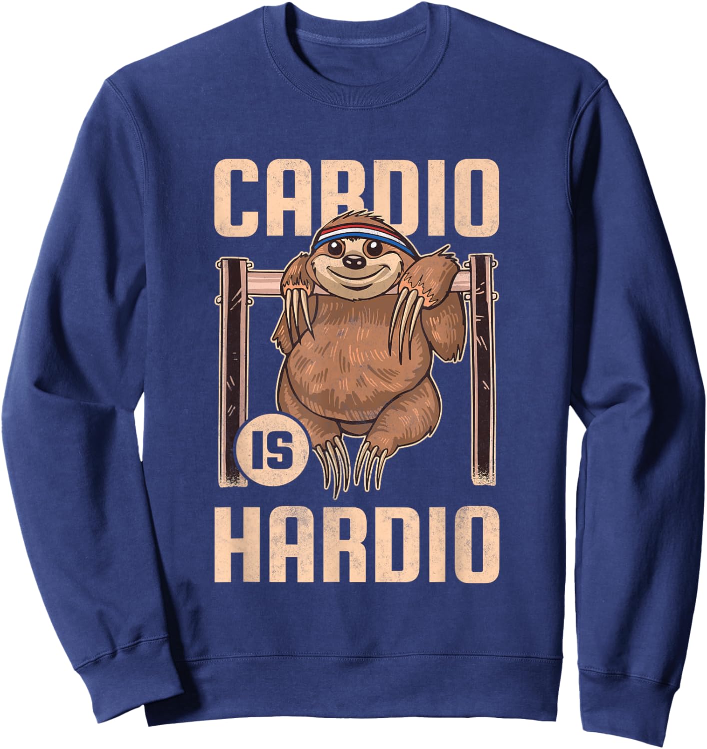 Cardio is Hardio, Sloth Fitness Sweatshirt - Sweatshirt | Navy