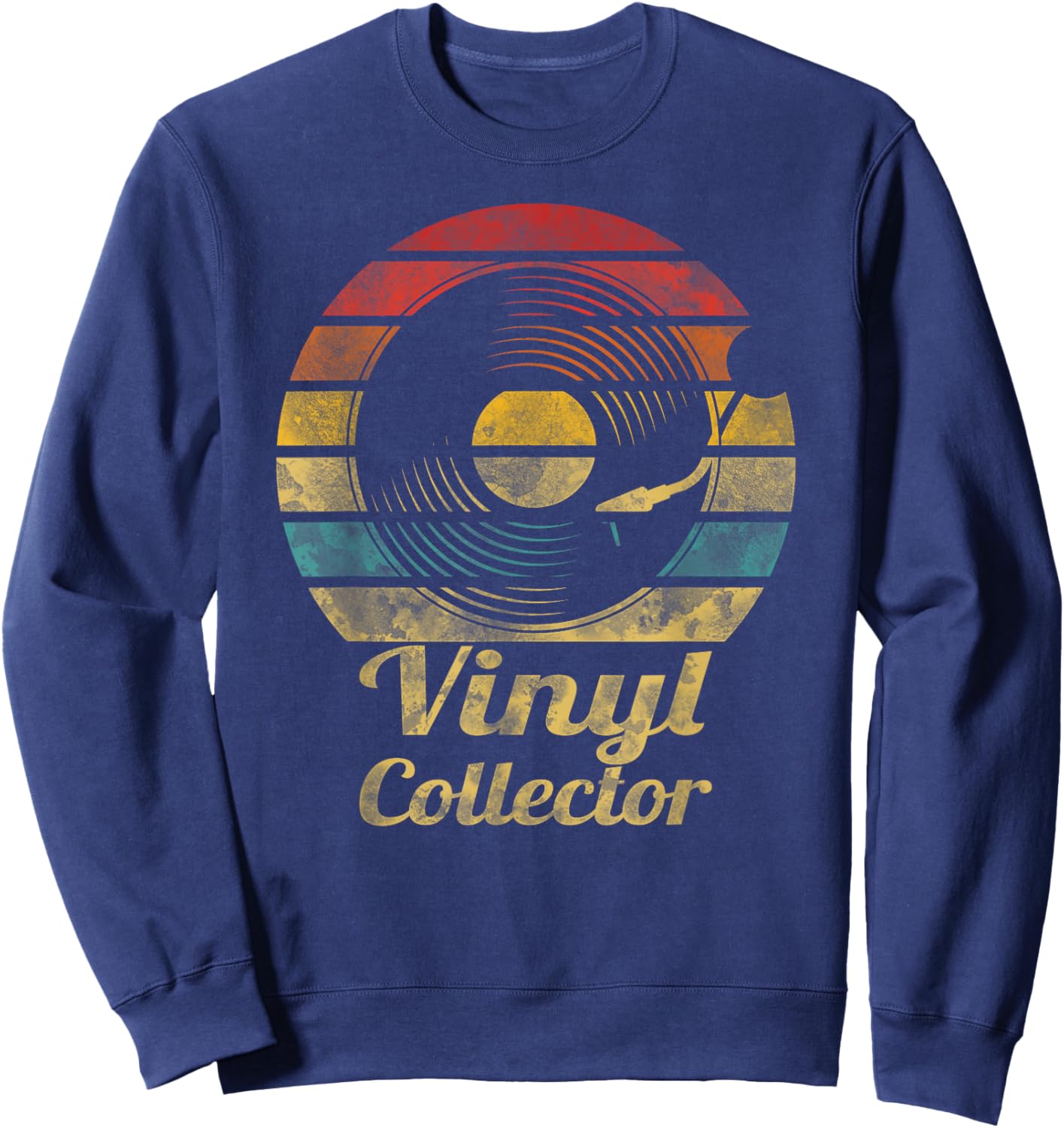 Retro Vinyl Collector Record Player Sweatshirt - Sweatshirt | Navy