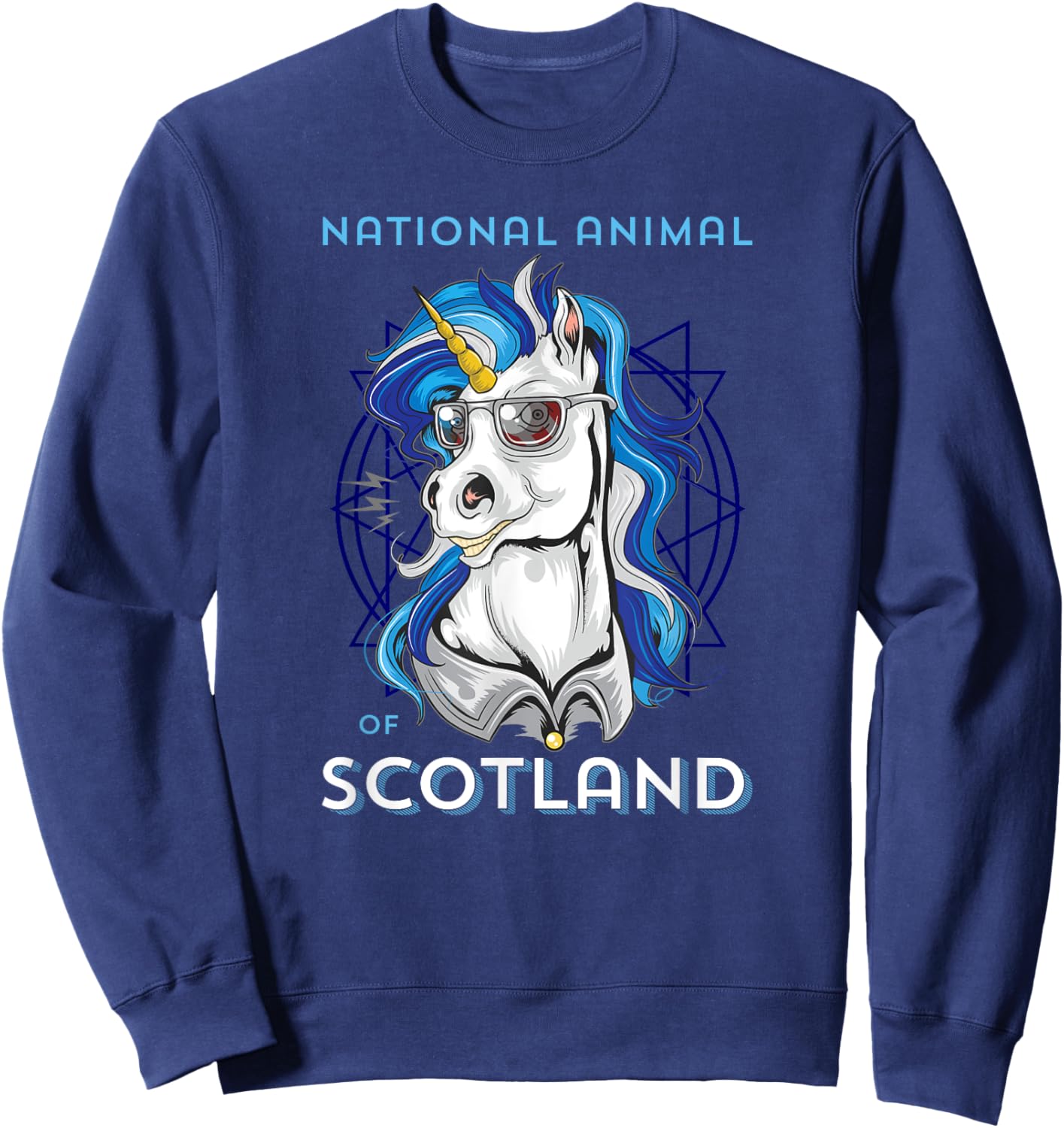 Scottish Unicorn Shirt Scotland Coat of Arms Rugby Sweatshirt - Sweatshirt | Navy