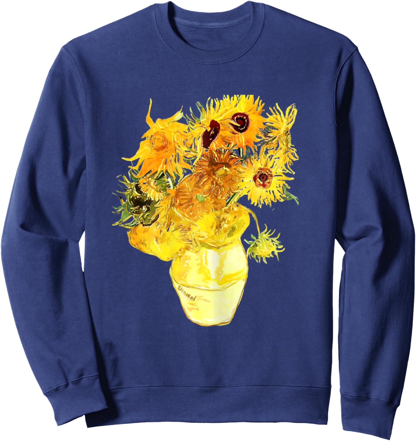 Van Gogh Sunflowers art Vintage Floral Painting Sweatshirt - Sweatshirt | Navy