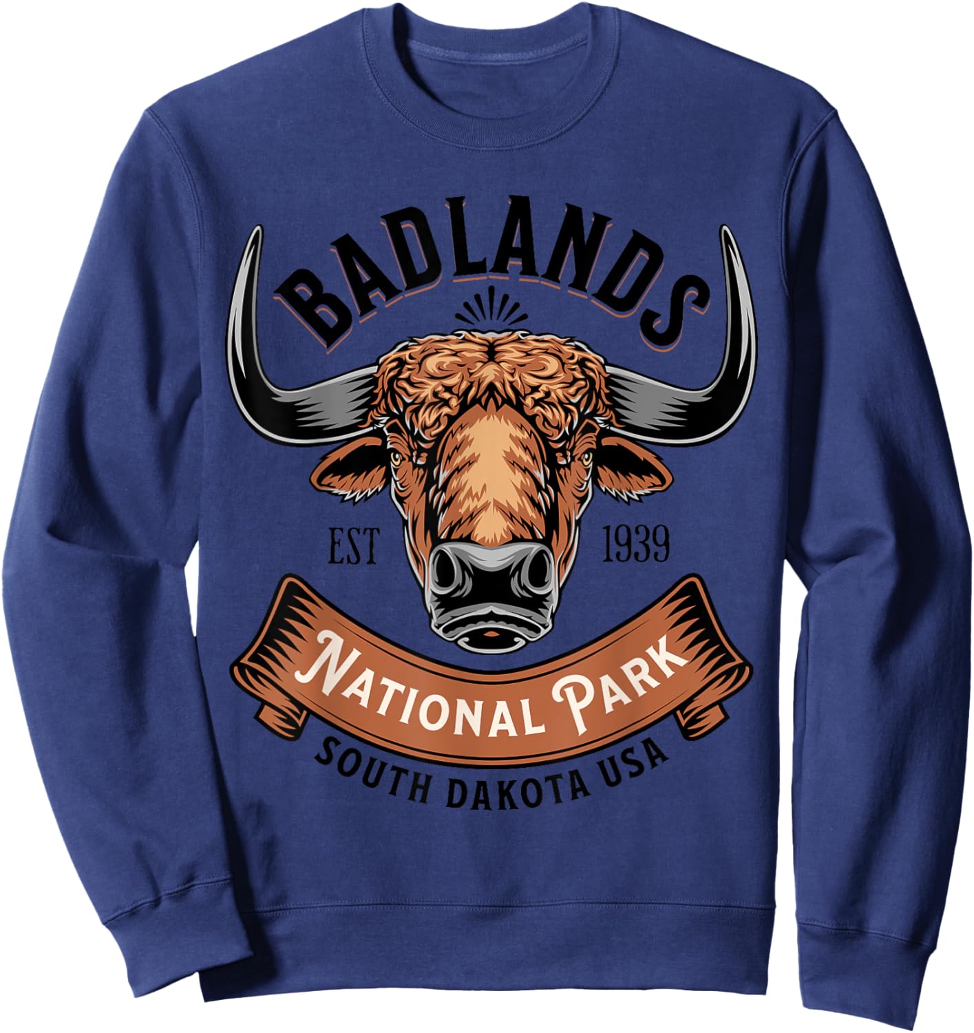 Badlands National Park South Dakota Buffalo Hike Outdoors Sweatshirt - Sweatshirt | Navy