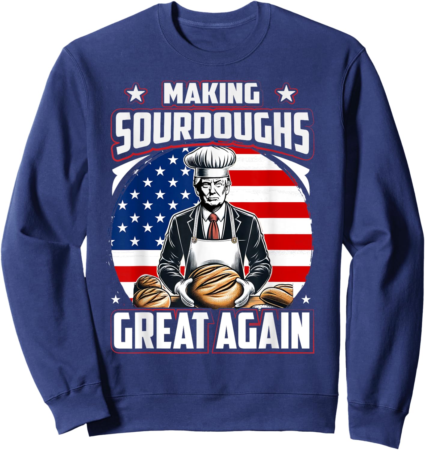 Donald Trump - USA Flag Independence Sourdough Sweatshirt - Sweatshirt | Navy