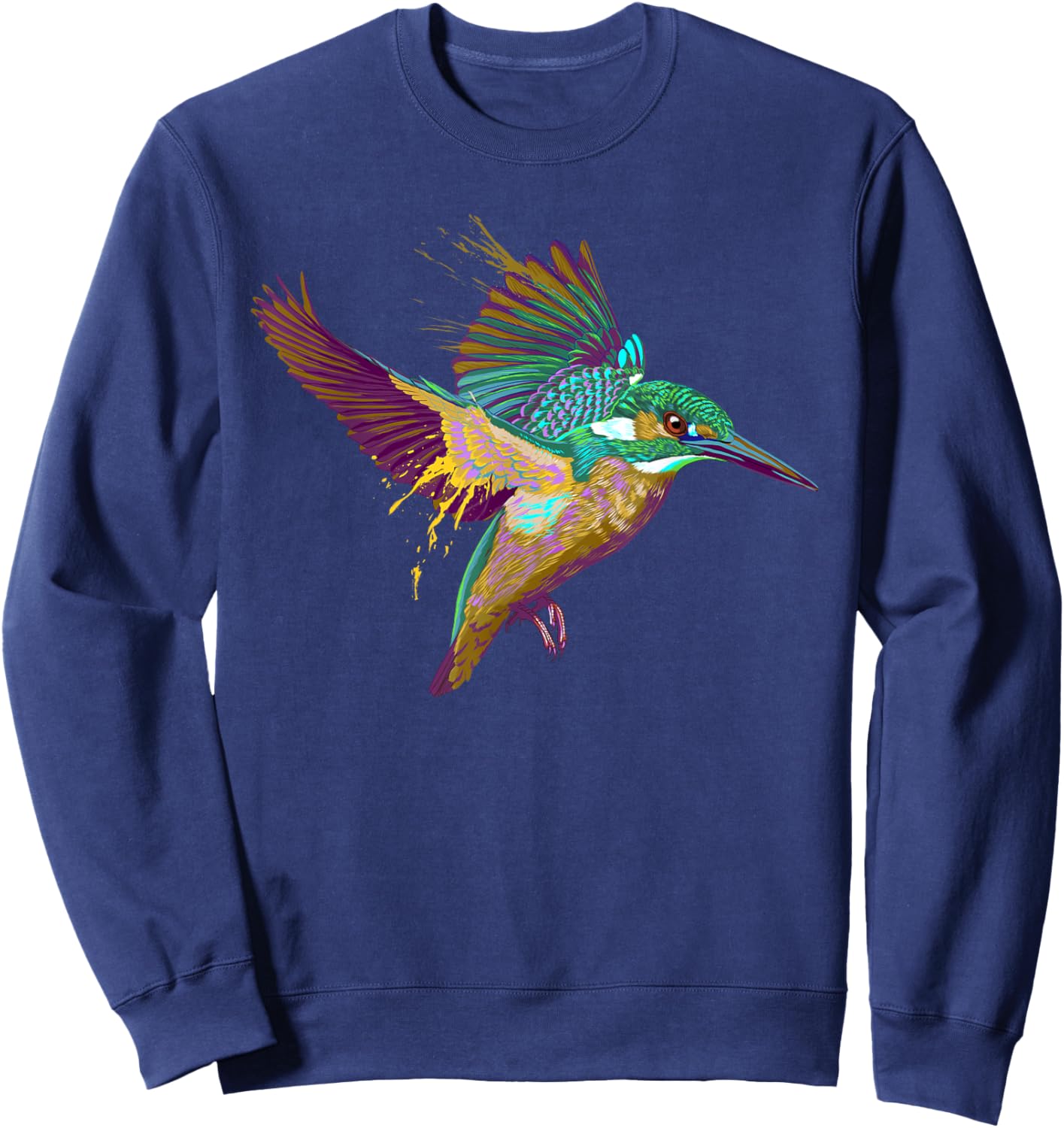 Colorful Splash Kingfisher Bird Sweatshirt - Sweatshirt | Navy