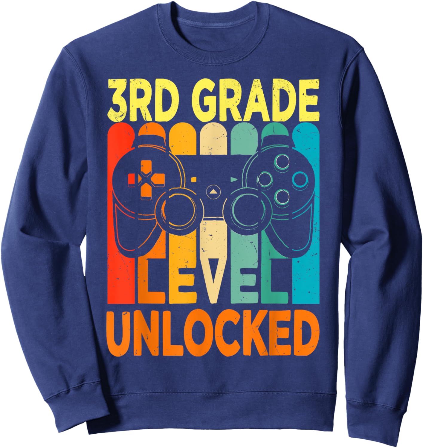 Hello 3rd Grade Level Unlocked Video Game Back to School Boy Sweatshirt - Sweatshirt | Navy