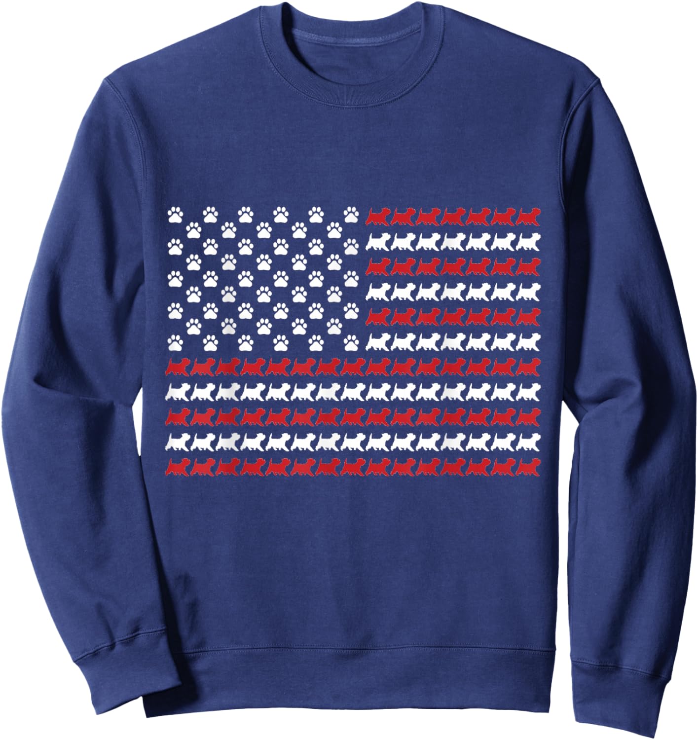 Westie 4th of July Dog Paw Print American Flag Sweatshirt - Sweatshirt | Navy