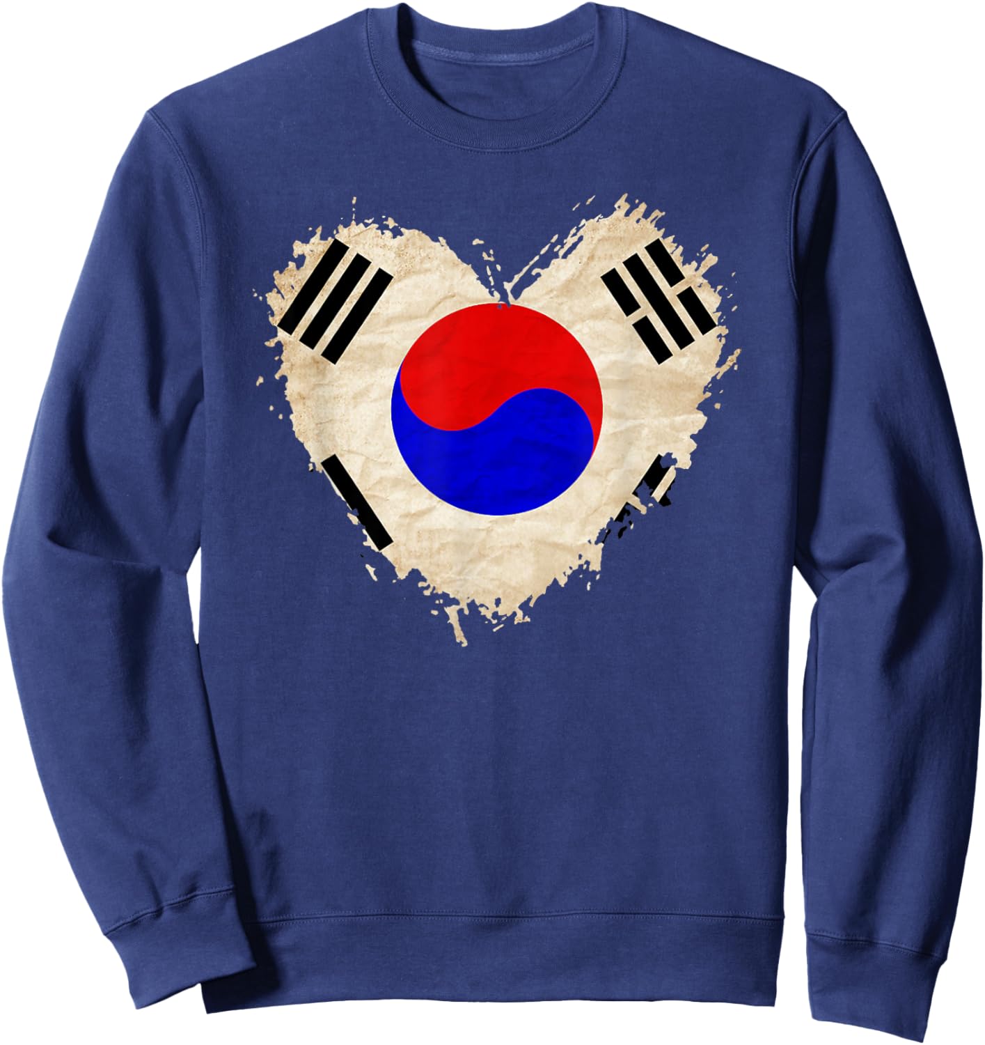 South Korea Flag Love Heart Patriotic Mom Dad Family School Sweatshirt - Sweatshirt | Navy