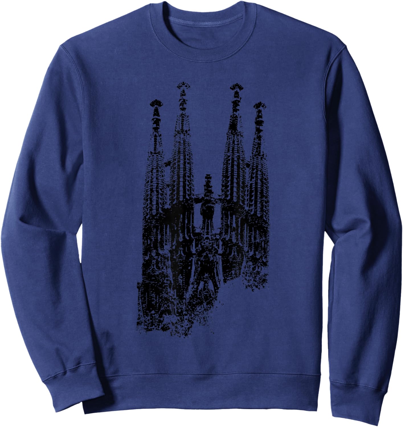 Sagrada Familia Vintage Skyline Spain Fan I Love Barcelona Sweatshirt - Sweatshirt | Navy