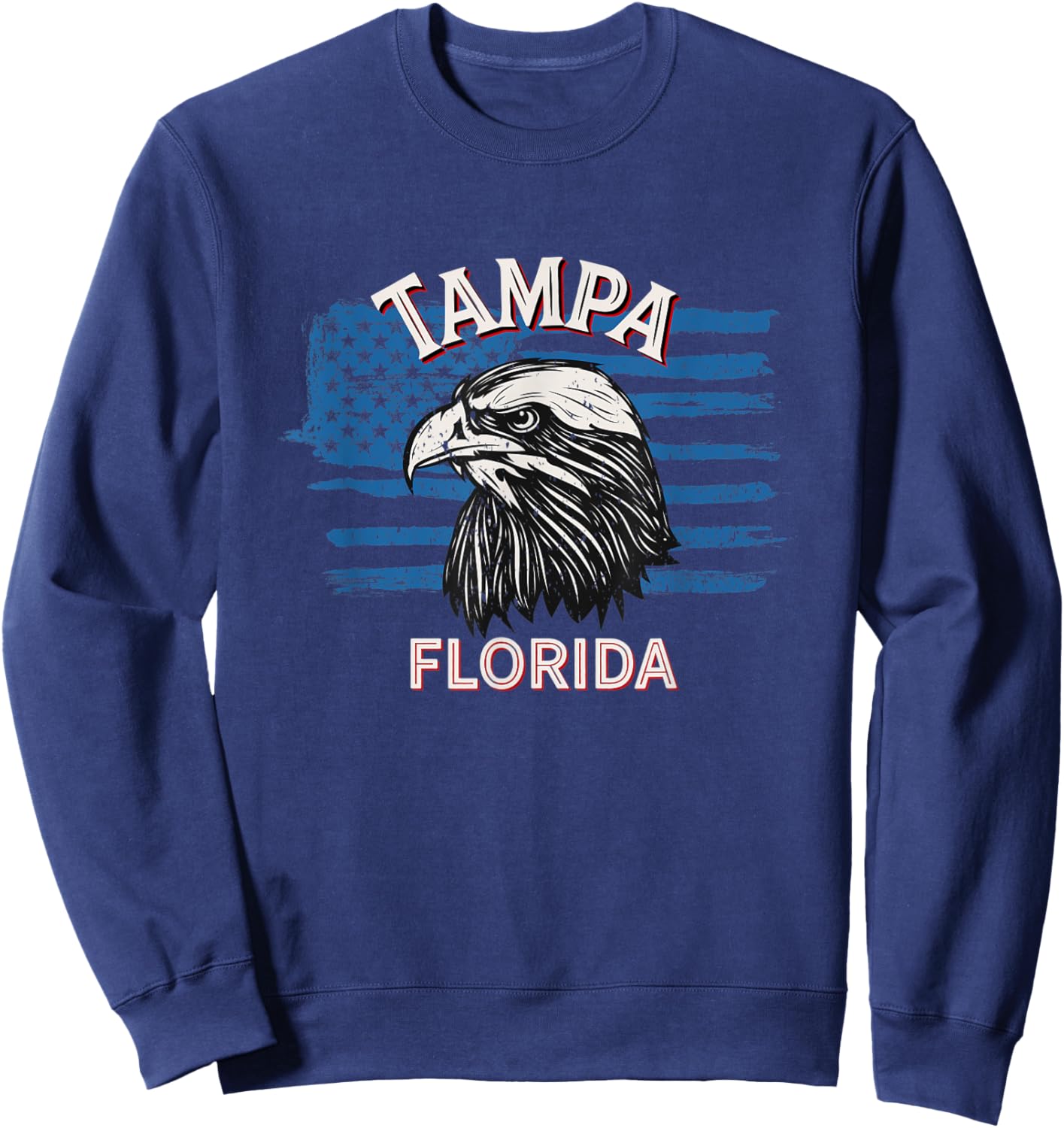Retro Eagle USA Flag Florida - Vintage Tampa Men Sweatshirt - Sweatshirt | Navy