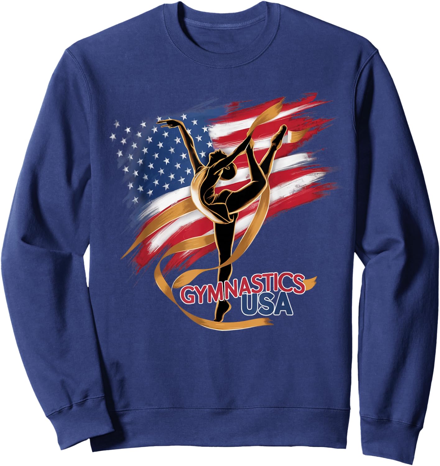 Gymnastics USA Support the Team Sport American Flag Lover Sweatshirt - Sweatshirt | Navy