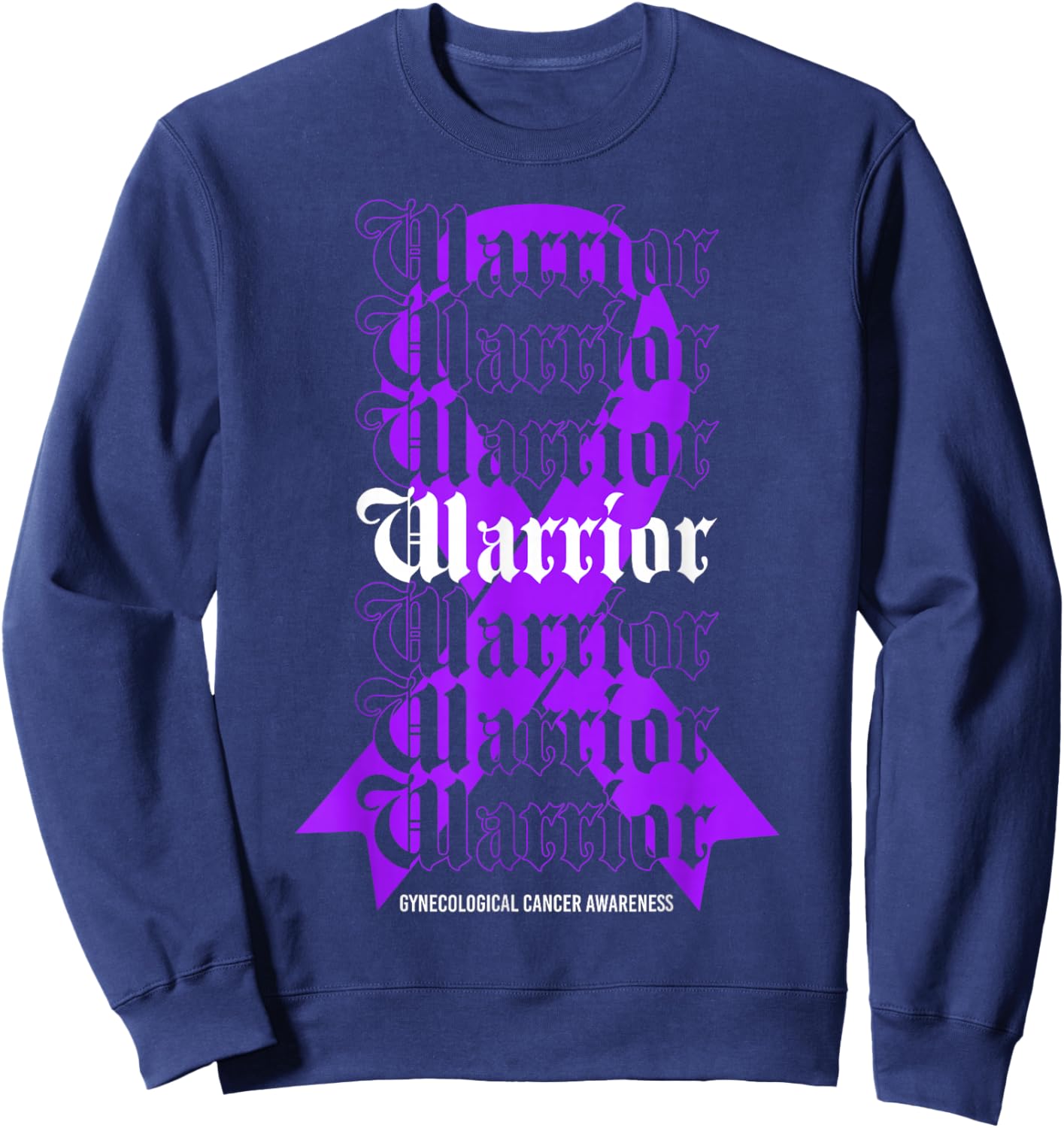 Gynecological Cancer Awareness Warrior Purple Ribbon Sweatshirt - Sweatshirt | Navy