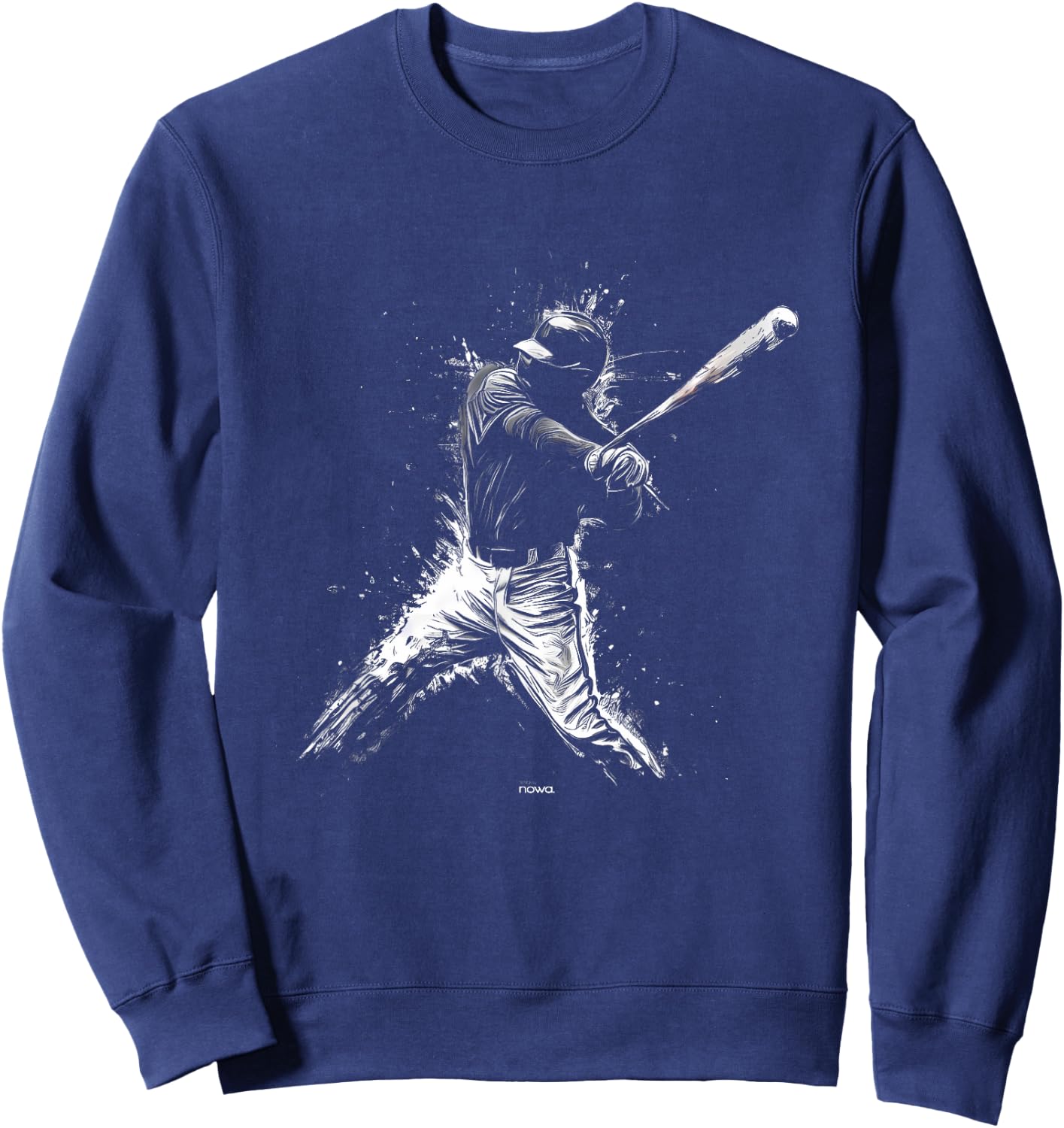 Baseball Left Handed Batter with Cap Hitting for Home Run Sweatshirt - Sweatshirt | Navy