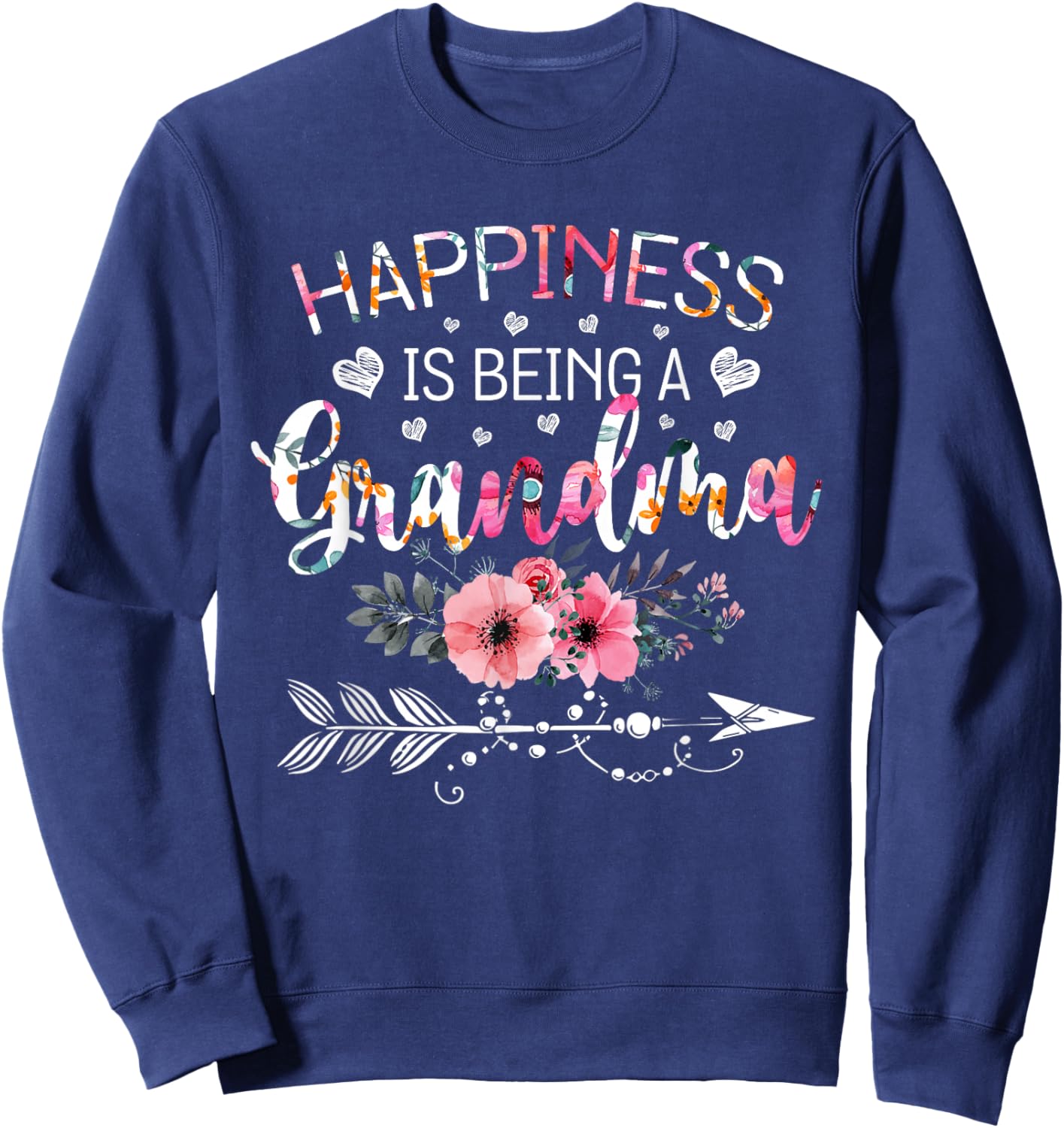 Happiness is being a Grandma Announcement Mothers Day Sweatshirt - Sweatshirt | Navy