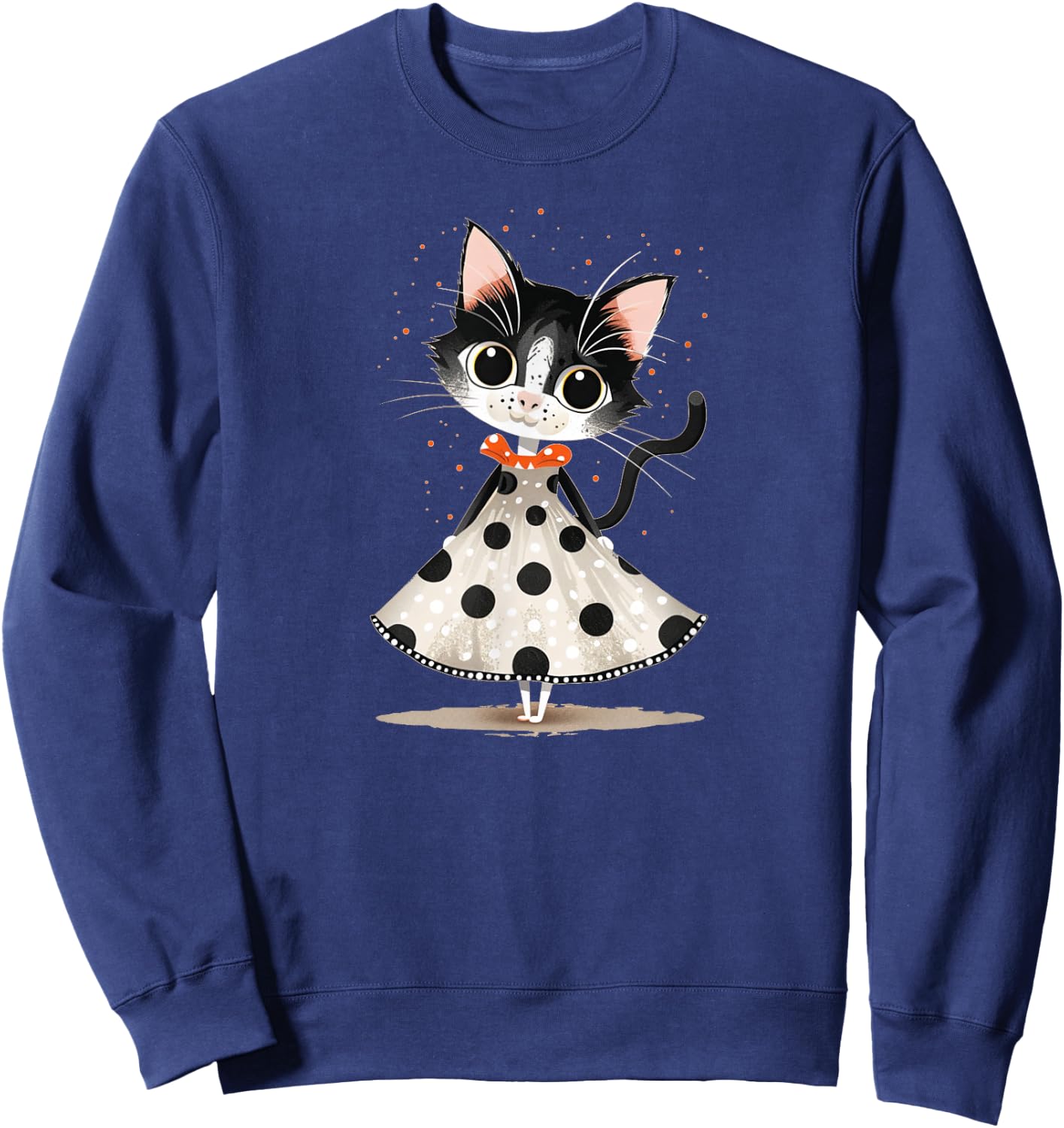 Pretty Cat in Dress for Polka Dot Costume Lovers Sweatshirt - Sweatshirt | Navy