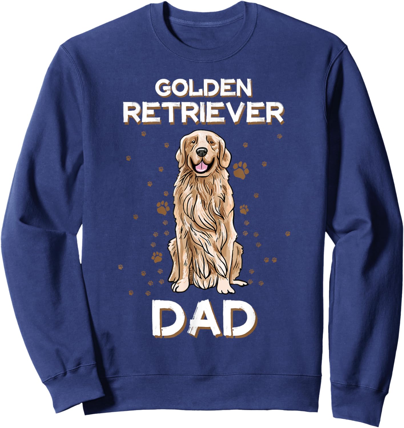 Golden Retriever Dad Dog Illustration Golden Retriever Owner Men Sweatshirt - Sweatshirt | Navy