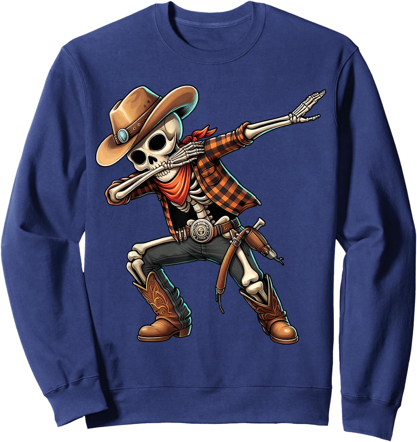 Dabbing Skeleton Cowboy Halloween Costume for Kids Boys Men Sweatshirt - Sweatshirt | Navy