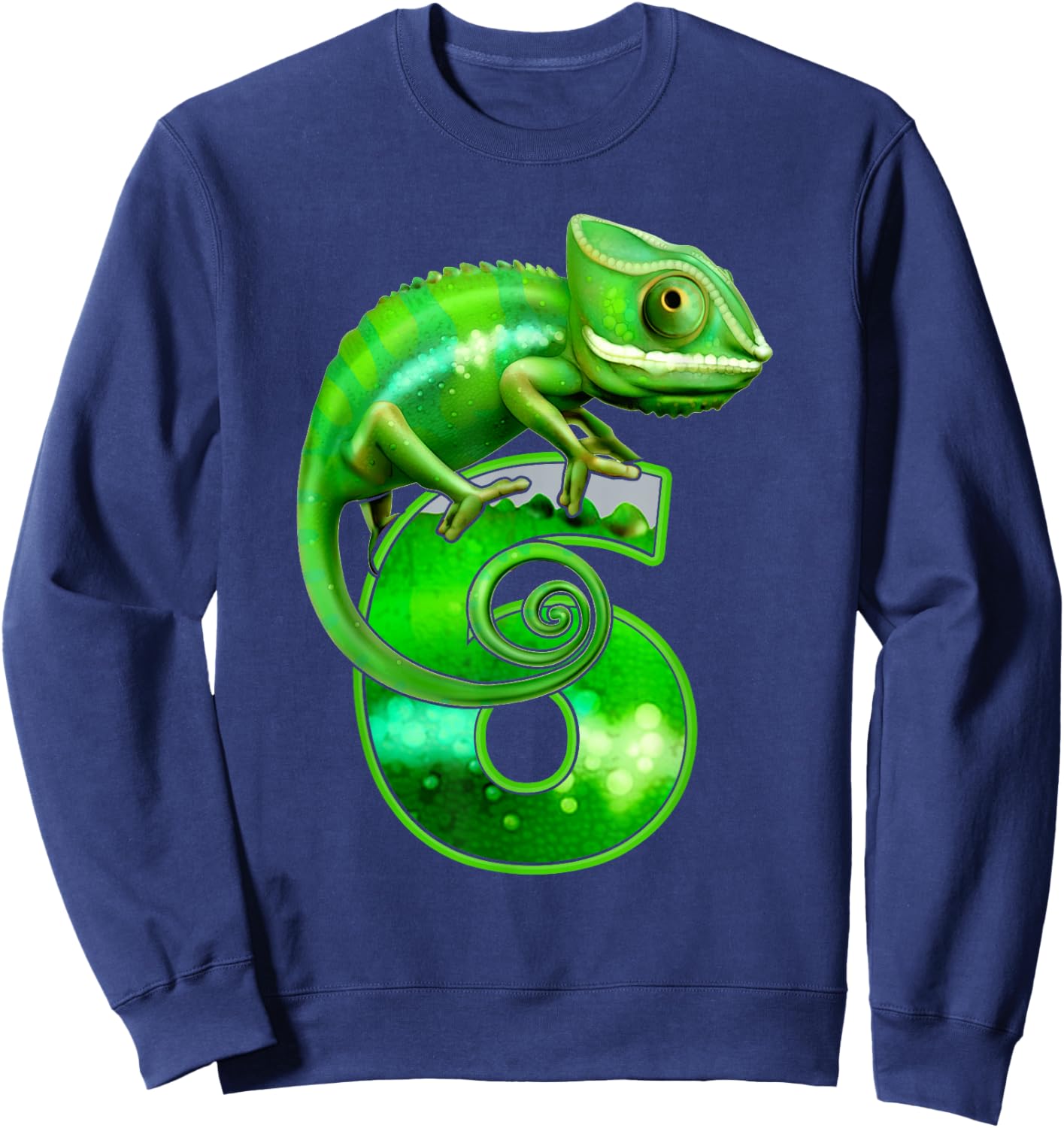Kids 6 Years Old Lizard 6th Birthday Party Chameleon Sweatshirt - Sweatshirt | Navy