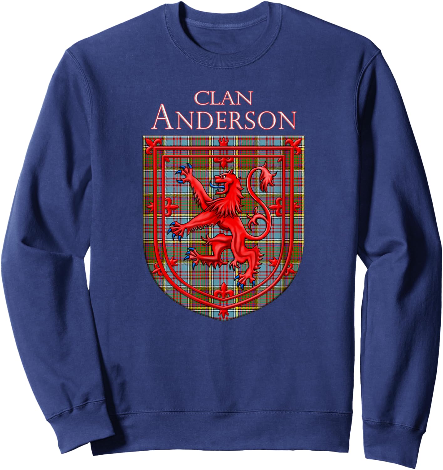 Anderson Tartan Scottish Plaid Lion Rampant Sweatshirt - Sweatshirt | Navy