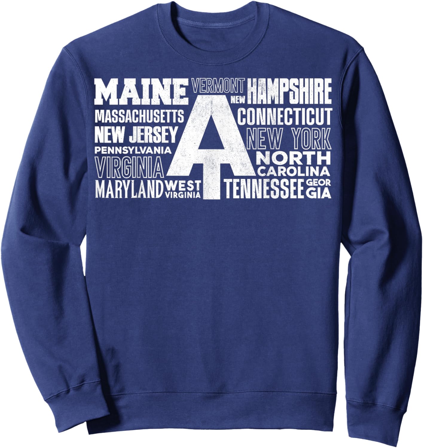 Appalachian Trail Symbol Word Cloud With US Staates Sweatshirt - Sweatshirt | Navy