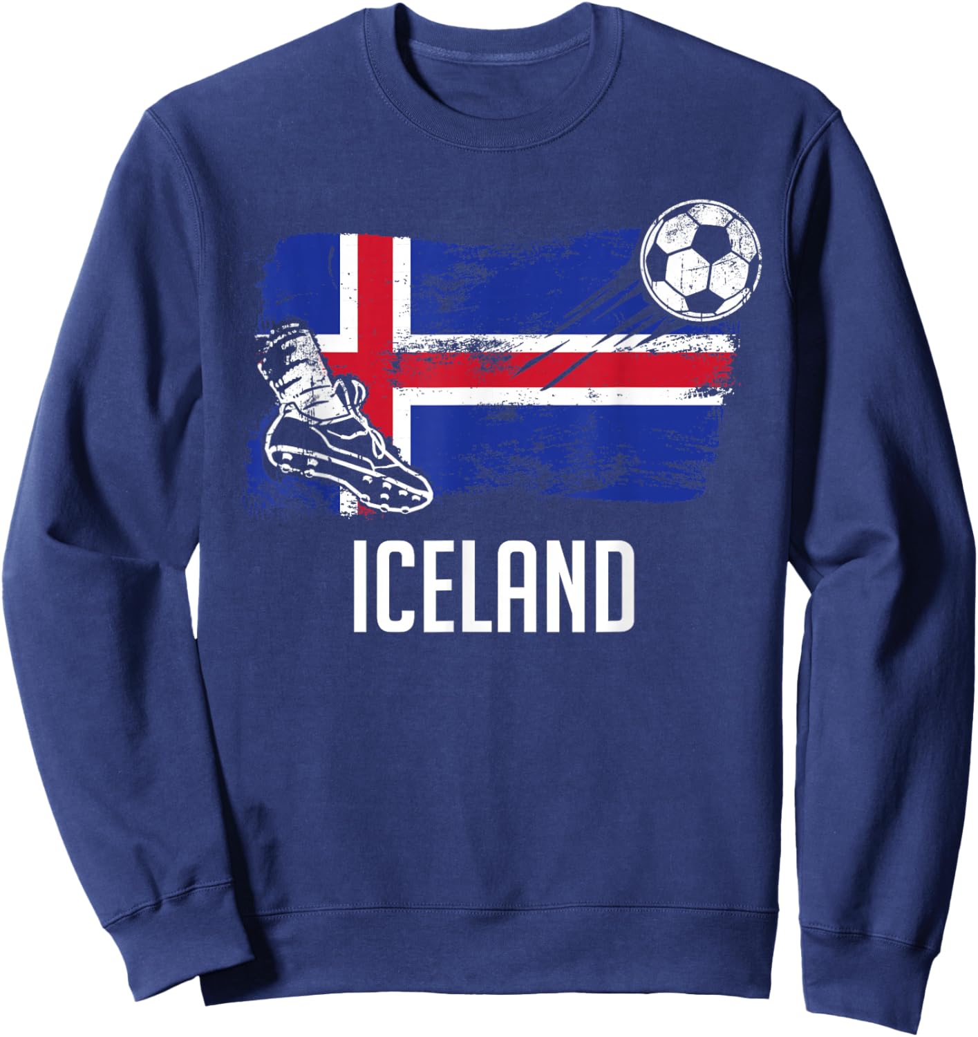 Iceland Flag Jersey Icelandic Soccer Team Icelandic Sweatshirt - Sweatshirt | Navy