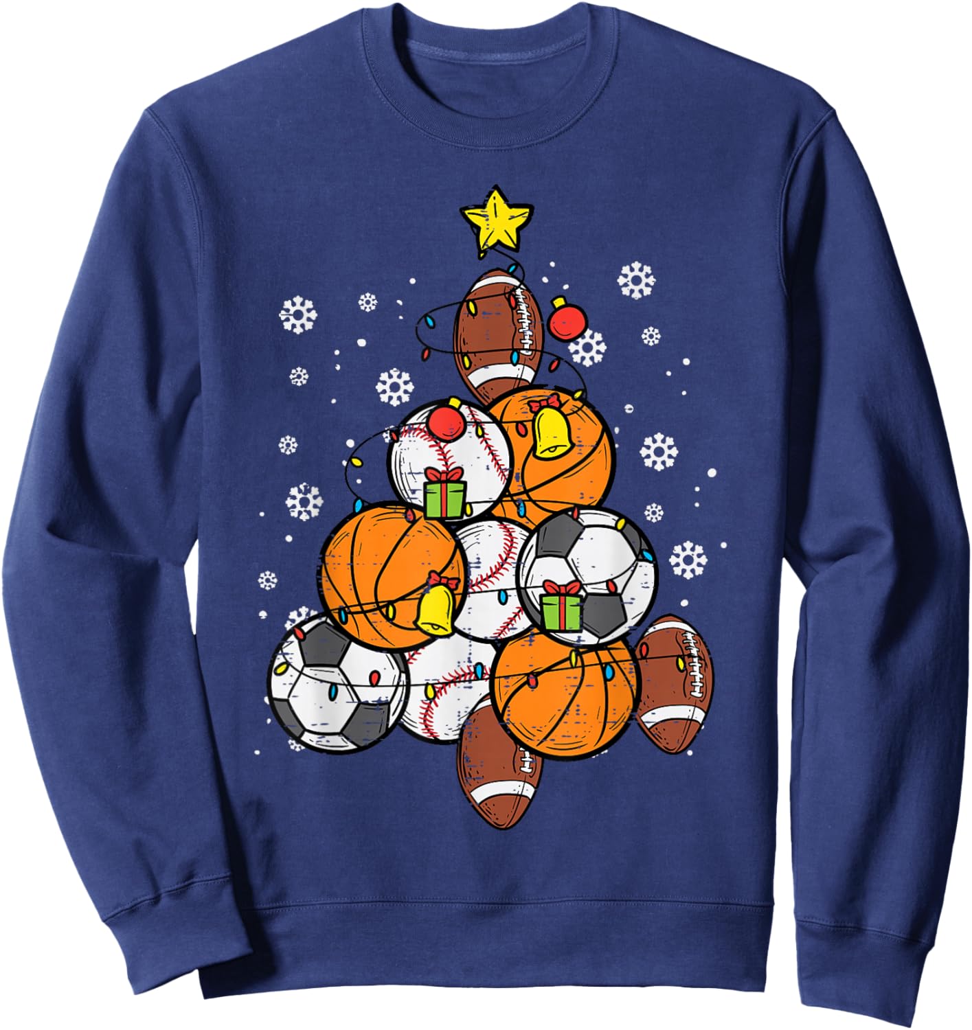 Sport Christmas Tree Football Soccer Baseball Basketball Sweatshirt - Sweatshirt | Navy