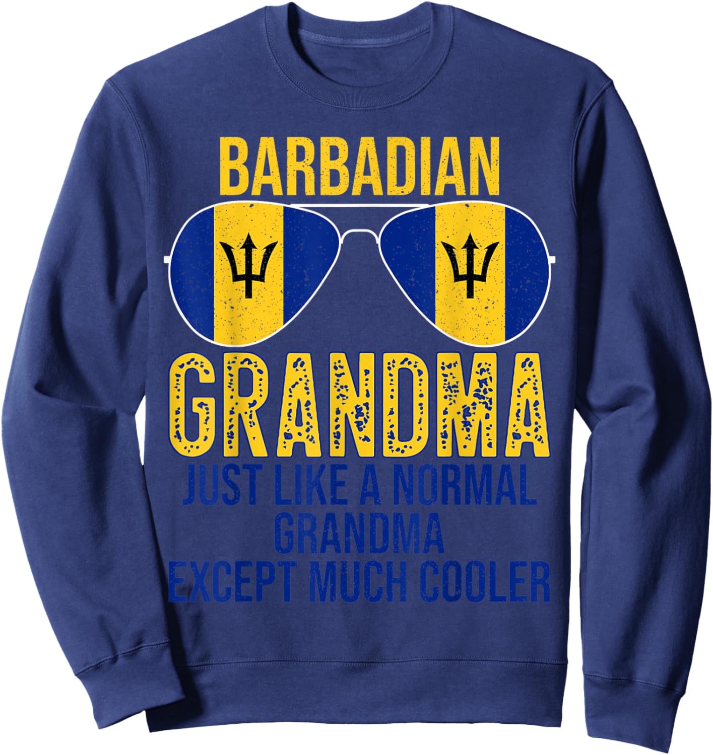Barbadian Grandma Barbados Flag Sunglasses Mother's Day Sweatshirt - Sweatshirt | Navy