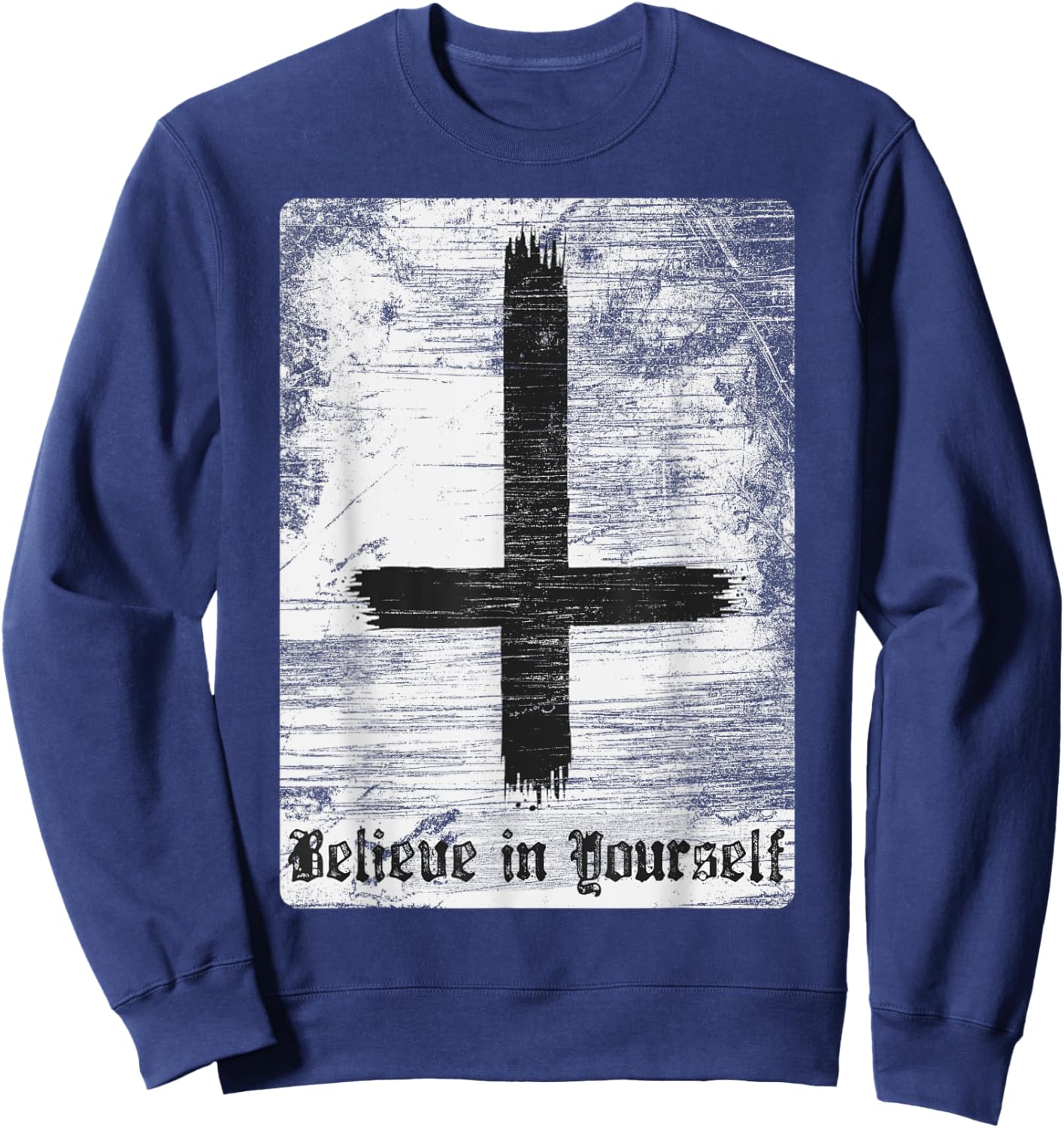 Inverted Cross Atheist Believe in yourself Anti Religion Sweatshirt - Sweatshirt | Navy