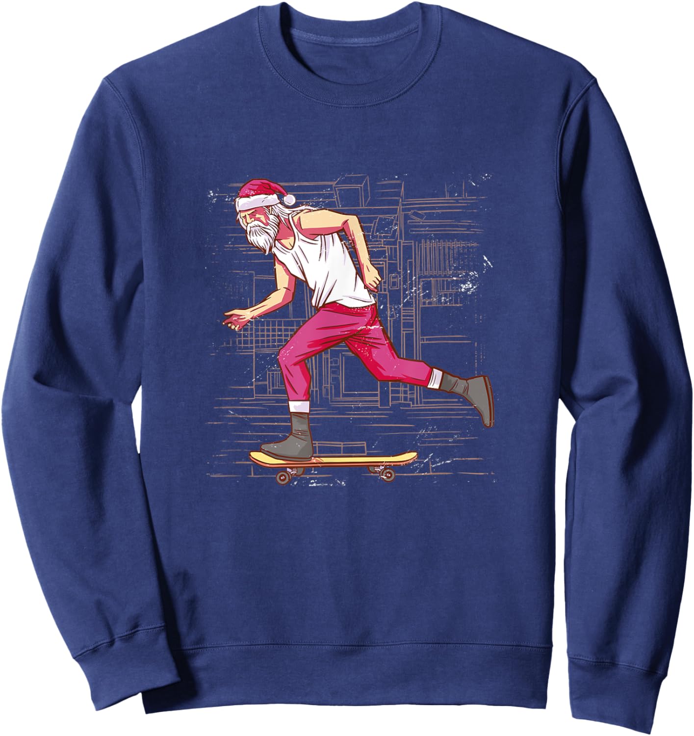 Skateboarding Santa Christmas Skateboard Holidays Sport Sweatshirt - Sweatshirt | Navy
