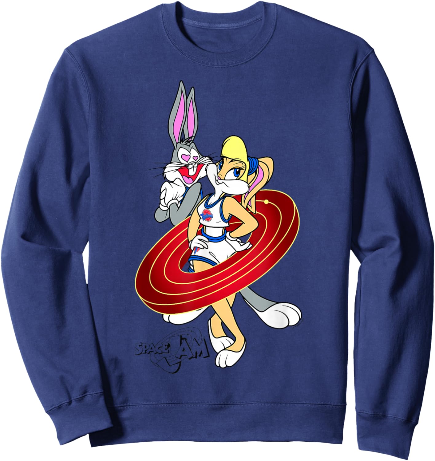 Space Jam Classic Bugs and Lola Bunny Heart Eyes Logo Sweatshirt - Sweatshirt | Navy