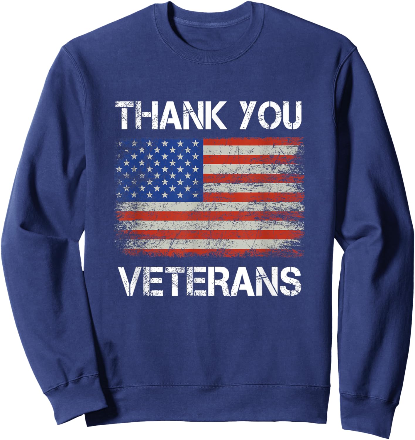 Thank You veterans American Flag - Patriotic Kids Men Women Sweatshirt - Sweatshirt | Navy