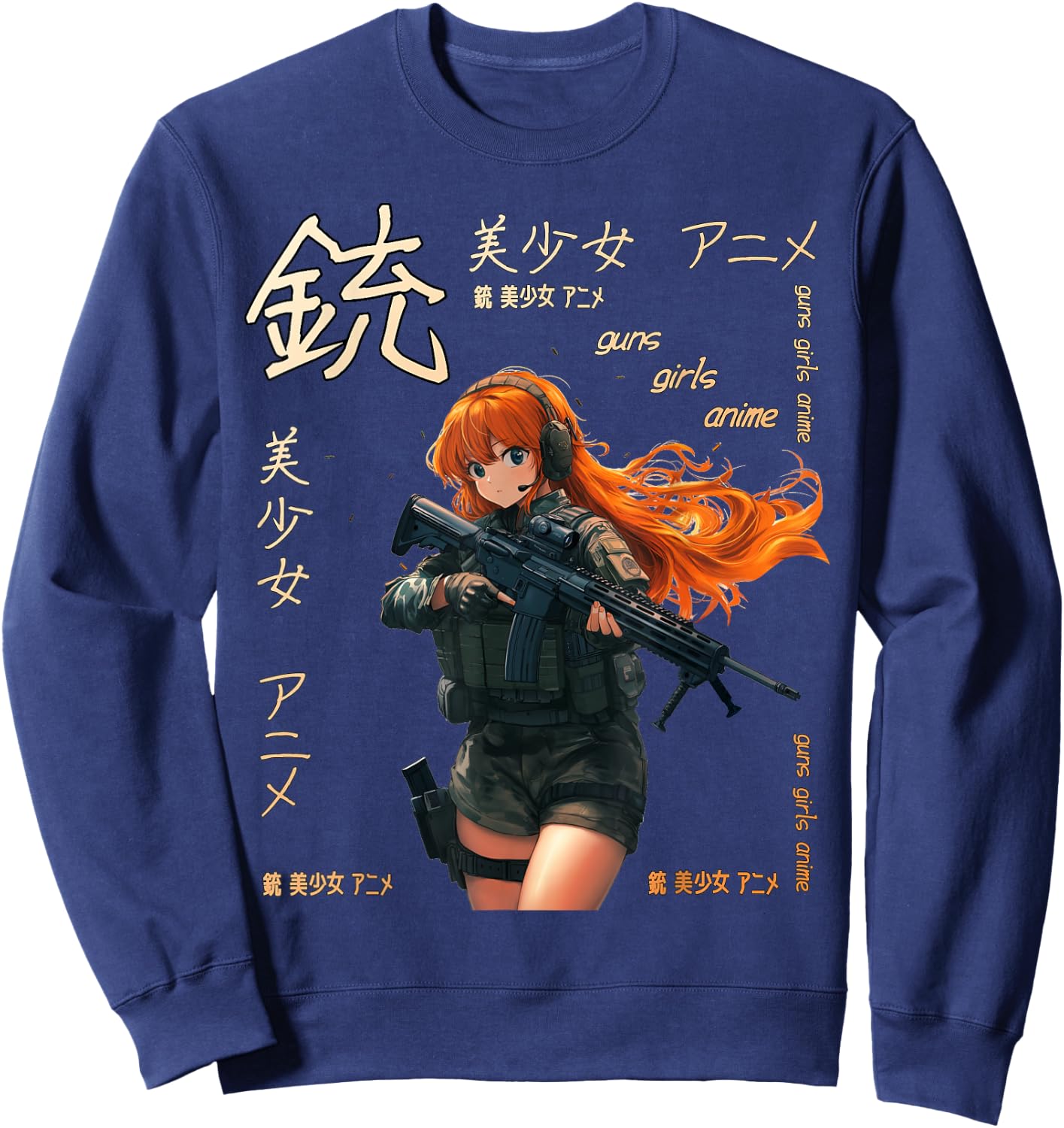 Anime Waifu Graphic Sweatshirt - Sweatshirt | Navy