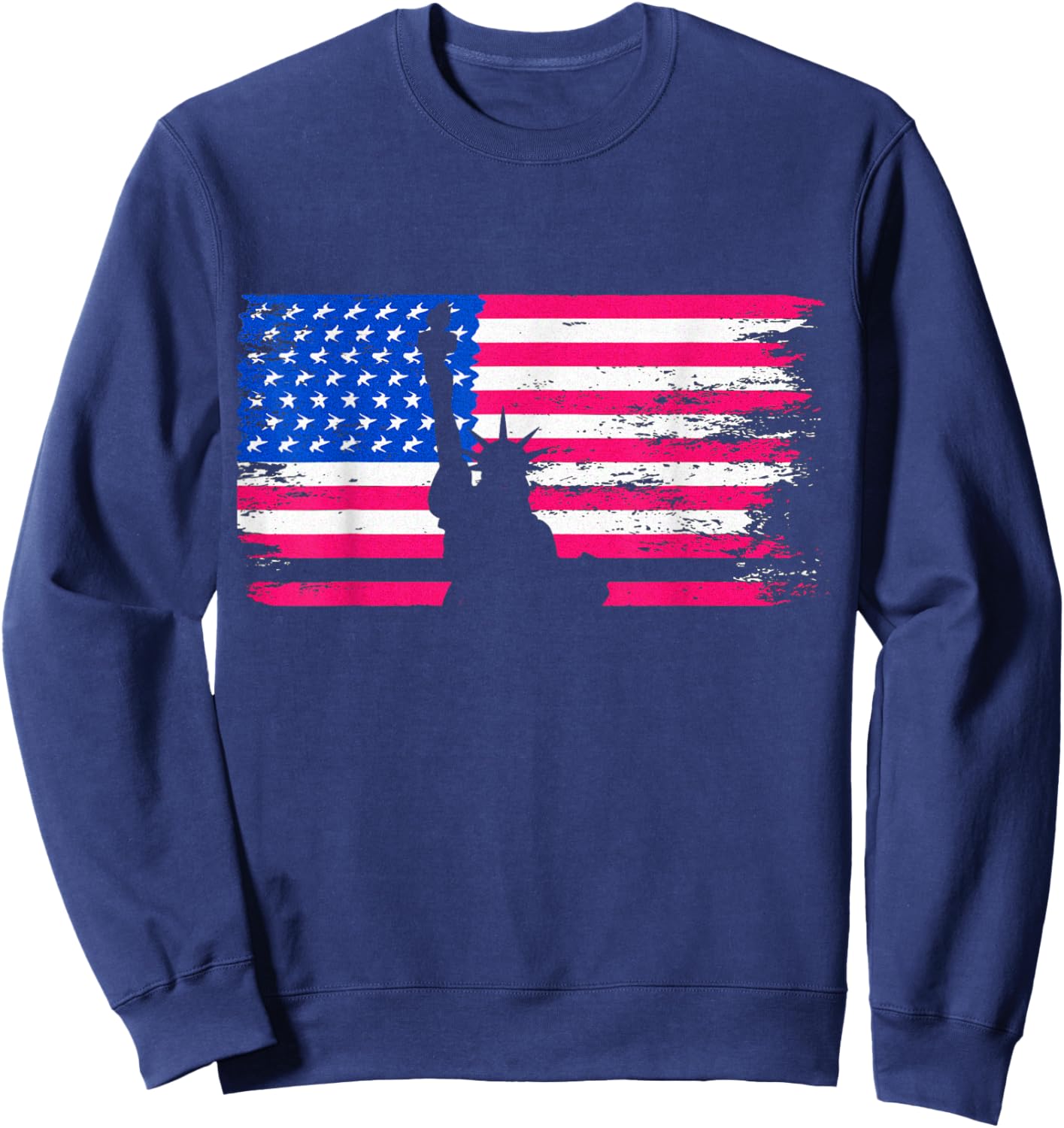 USA American Flag Freedom Patriotic Statue Of Liberty Sweatshirt - Sweatshirt | Navy