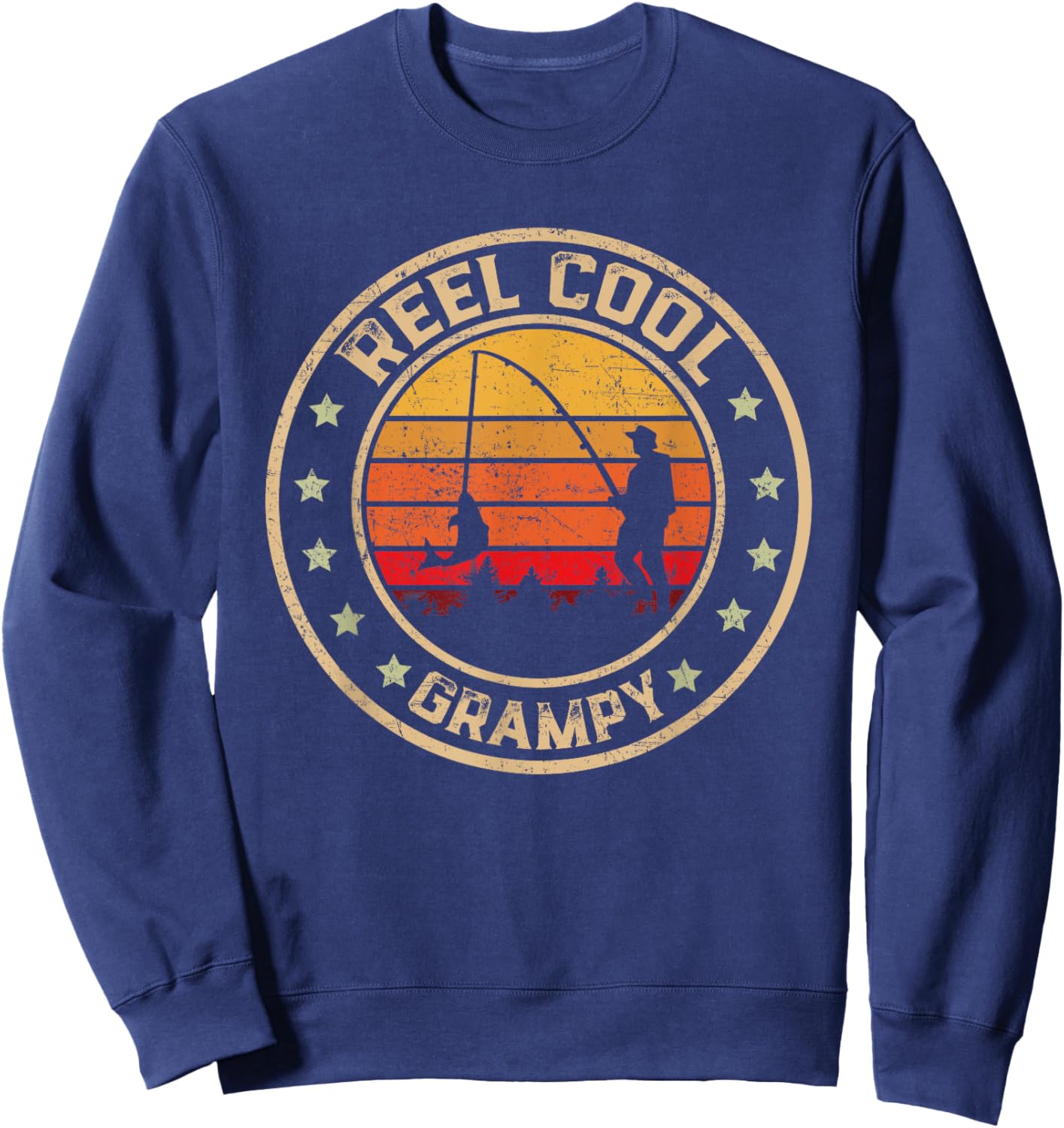 Vintage Reel Cool Grampy Fish Fishing Funny Fathers Day Sweatshirt - Sweatshirt | Navy