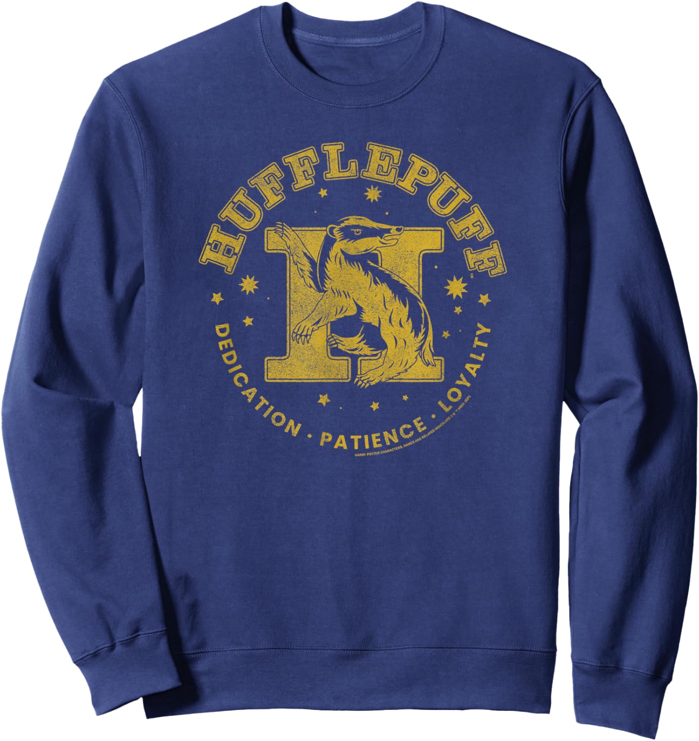 Harry Potter House Hufflepuff Gold Badger Collegiate Logo Sweatshirt - Sweatshirt | Navy