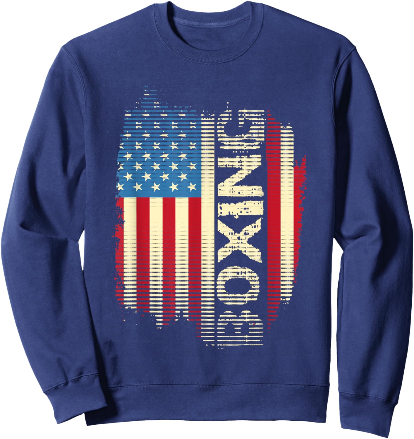 Patriotic USA Flag Boxing Kickboxing Kickboxer Gym Boxer Sweatshirt - Sweatshirt | Navy