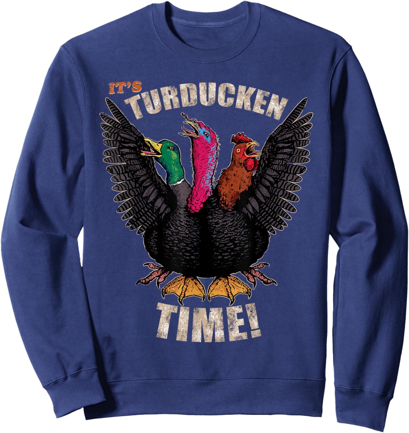 Thanksgiving Day Turkey Turducken Kaiju Monster Ugly Sweater Sweatshirt - Sweatshirt | Navy