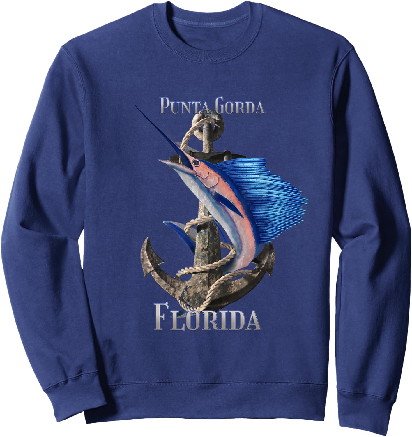 Punta Gorda Florida Swordfish Marlin Ocean Fishing Sweatshirt - Sweatshirt | Navy