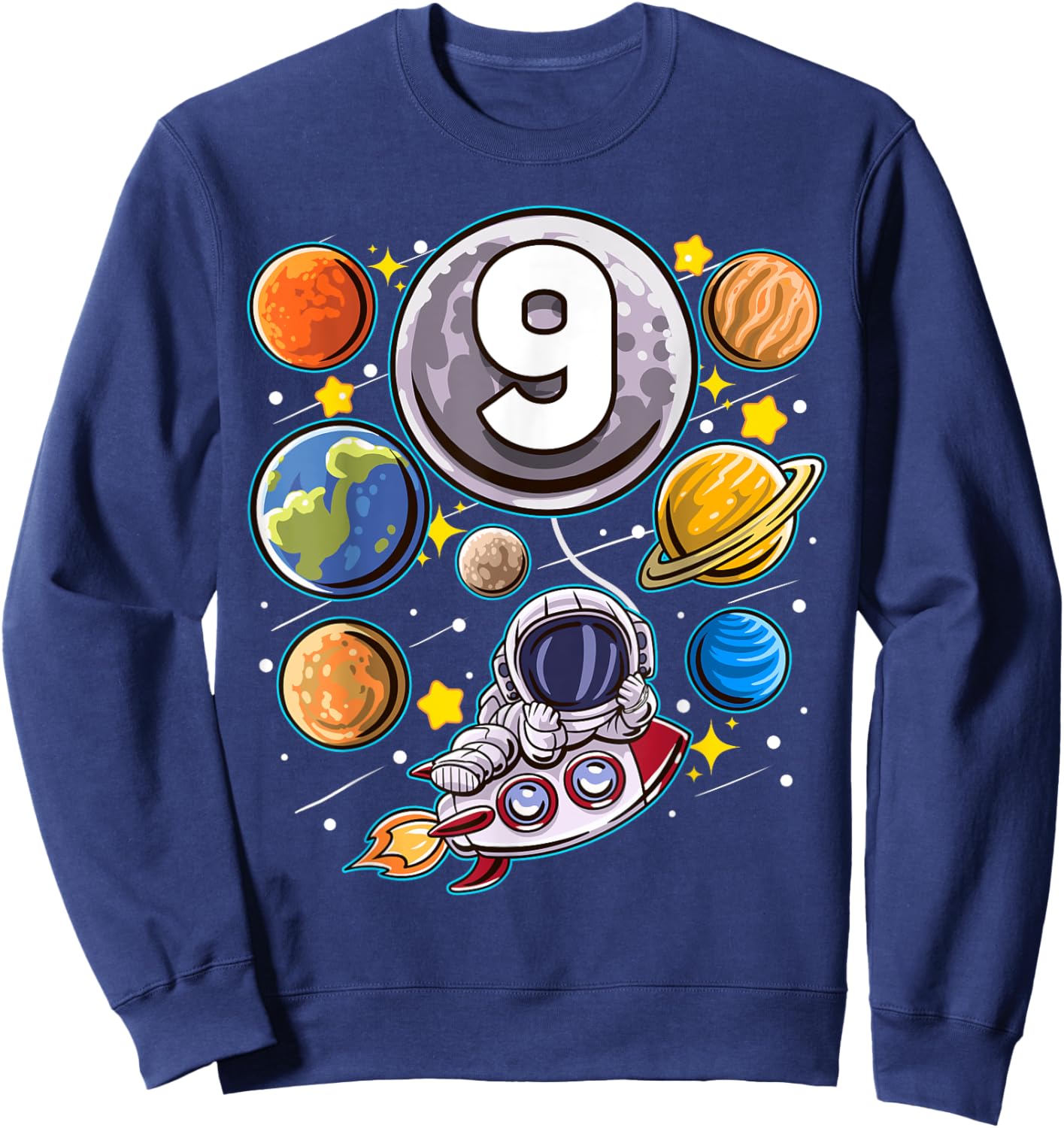 9 Year Old Birthday Astronaut 9th Space Boy Birthday Sweatshirt - Sweatshirt | Navy