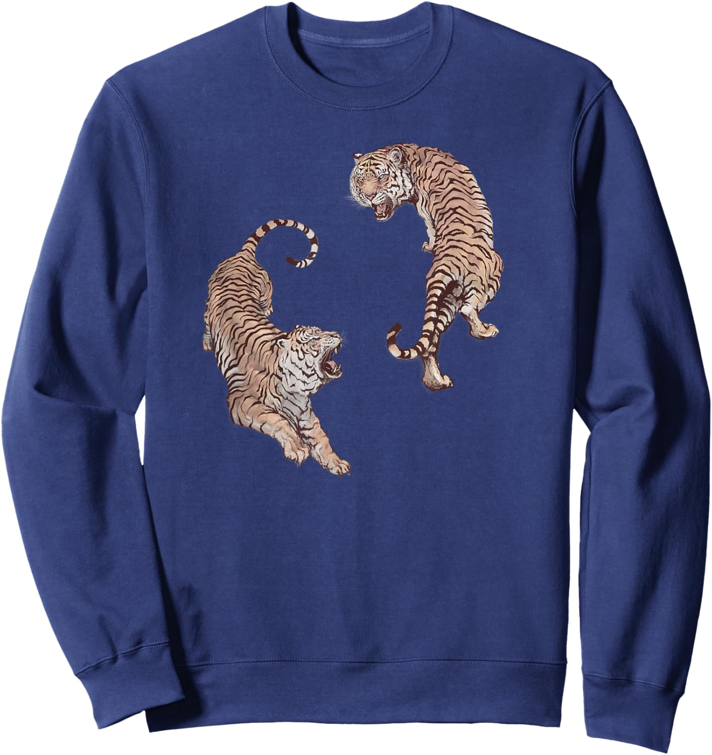 Vintage Tiger Graphic, Chinese Tiger Aesthetic, Yin and Yang Sweatshirt - Sweatshirt | Navy