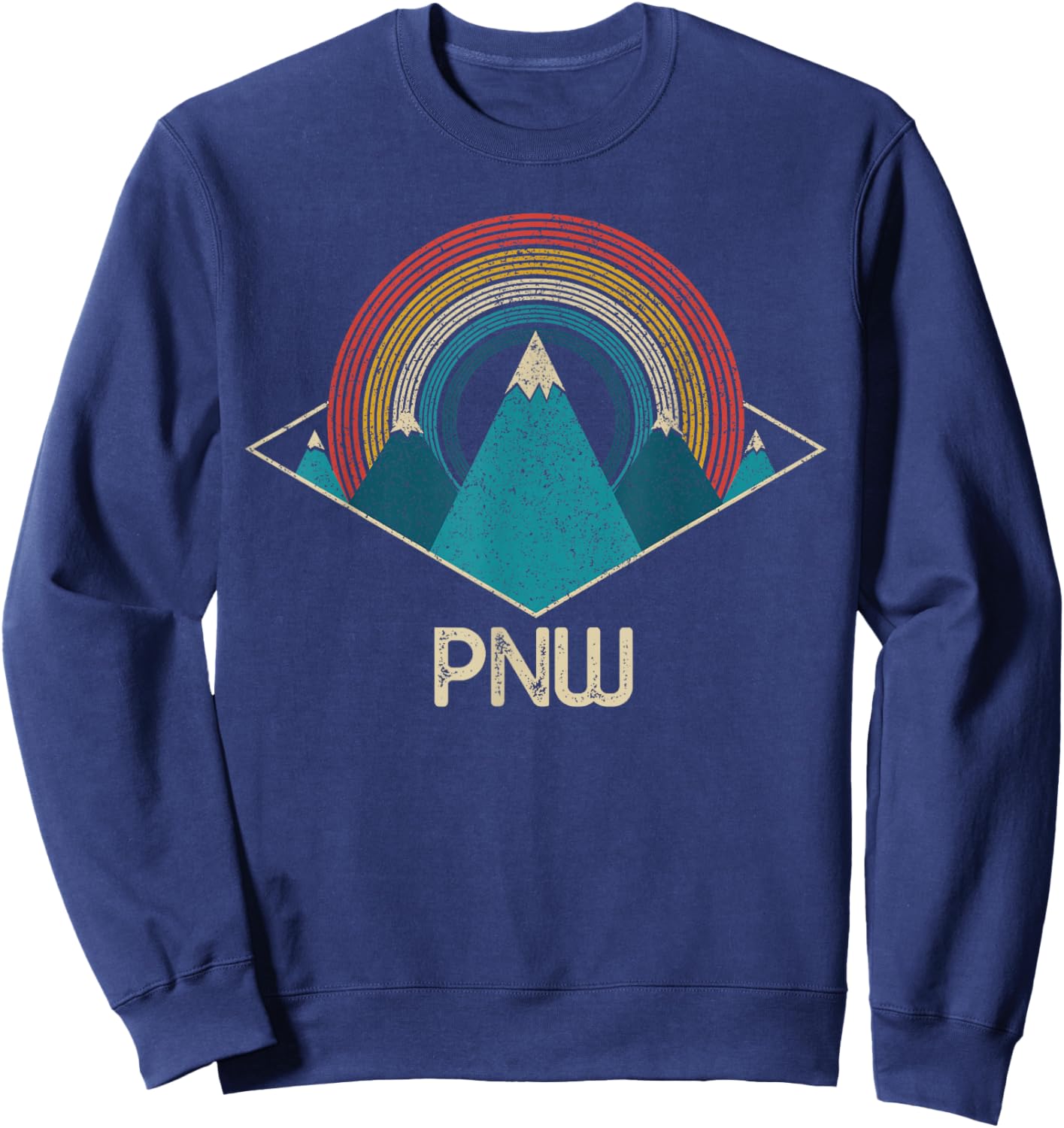 PNW Pacific Northwest Mountains Hiking Camping Vintage Sweatshirt - Sweatshirt | Navy