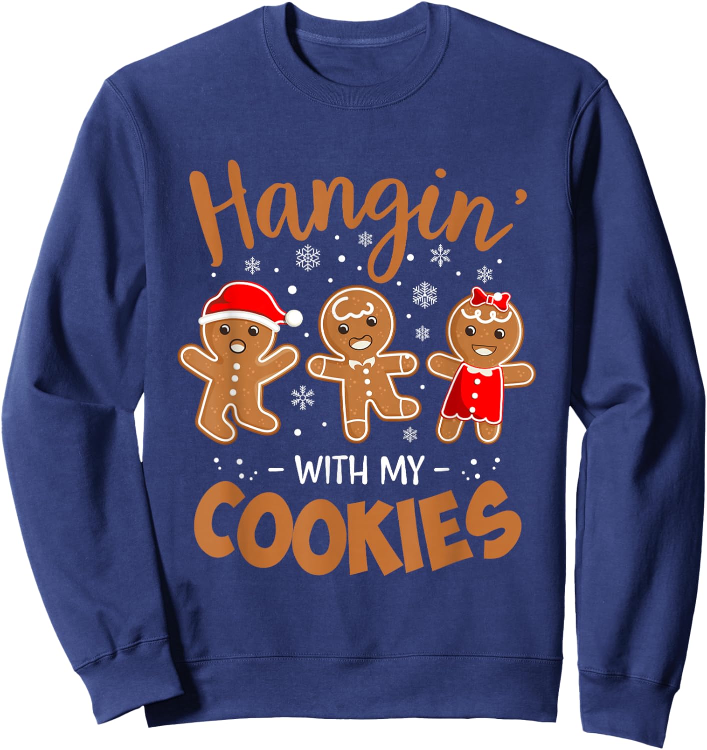 Hangin with My Cookies Gingerbread Women Christmas Teacher Sweatshirt - Sweatshirt | Navy