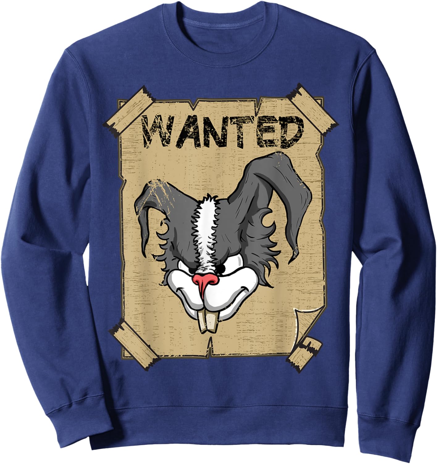 Funny Wanted Bad Rabbit Retro Wanted Poster Angry Bunny Sweatshirt - Sweatshirt | Navy